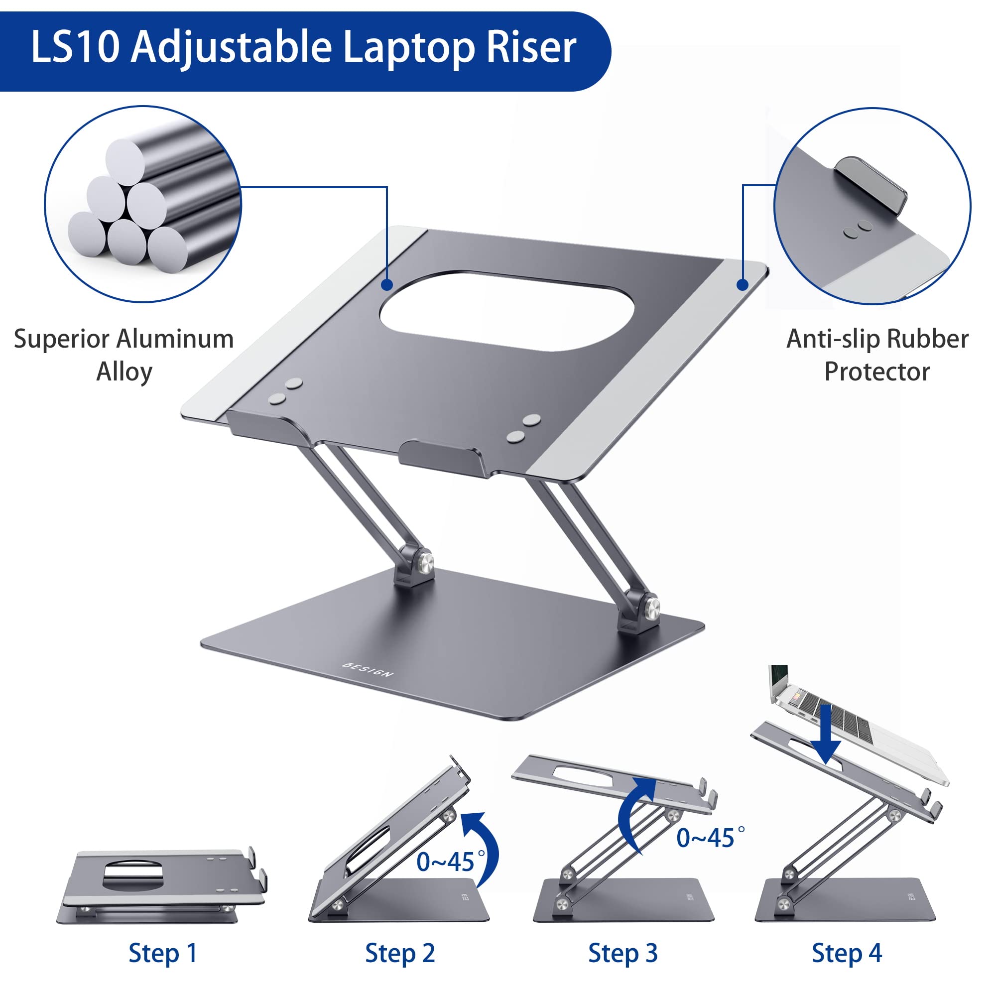 Foto 7 pulgar | Soporte Ergonómico Para Portátiles Besign Ls10 De Aluminio Para Portátiles De 10 A 14 Pulgadas - Venta Internacional.