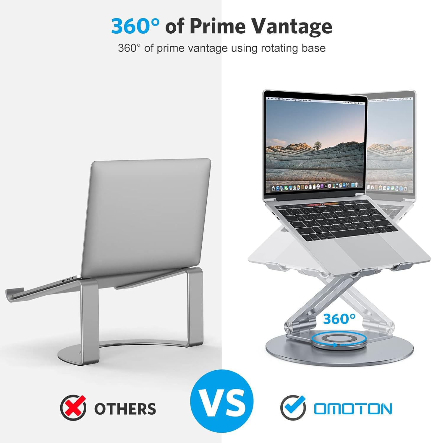 Foto 3 | Soporte Para Portátil Omoton Ajustable Con Base Giratoria De 360° Coolgrey - Venta Internacional.