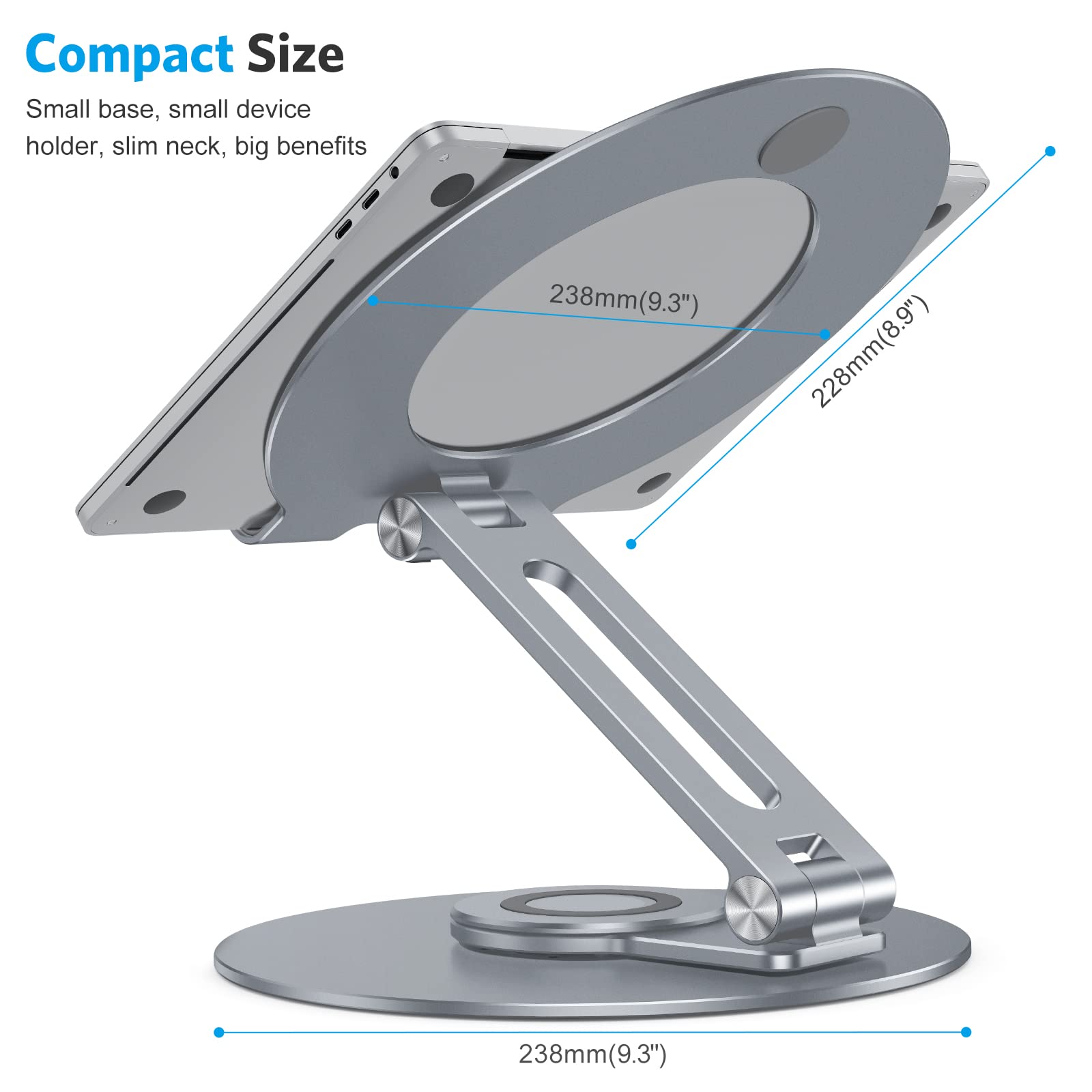 Foto 6 | Soporte Para Portátil Omoton Ajustable Con Base Giratoria De 360° Coolgrey - Venta Internacional.