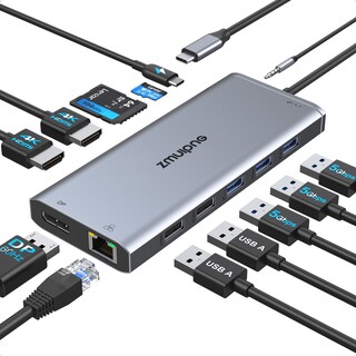 Foto 1 | Estación de Acoplamiento USB-C para Ordenador Portátil con Doble Monitor HDMI 13 en 1 - Venta Internacional