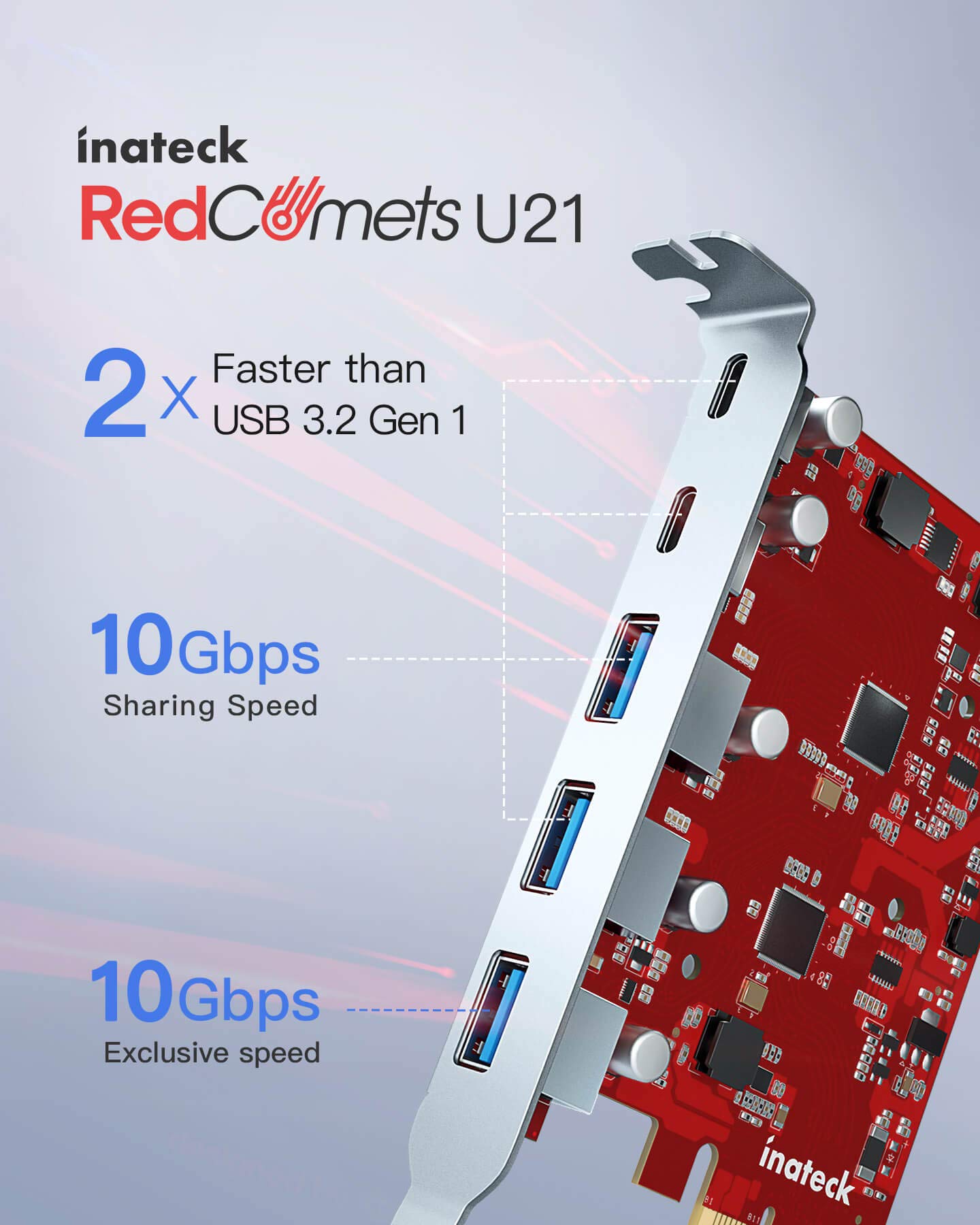 Foto 3 pulgar | Tarjeta Pcie A Usb 3.2 Gen 2 Inateck Redcomets U21 20 Gbps - Venta Internacional.