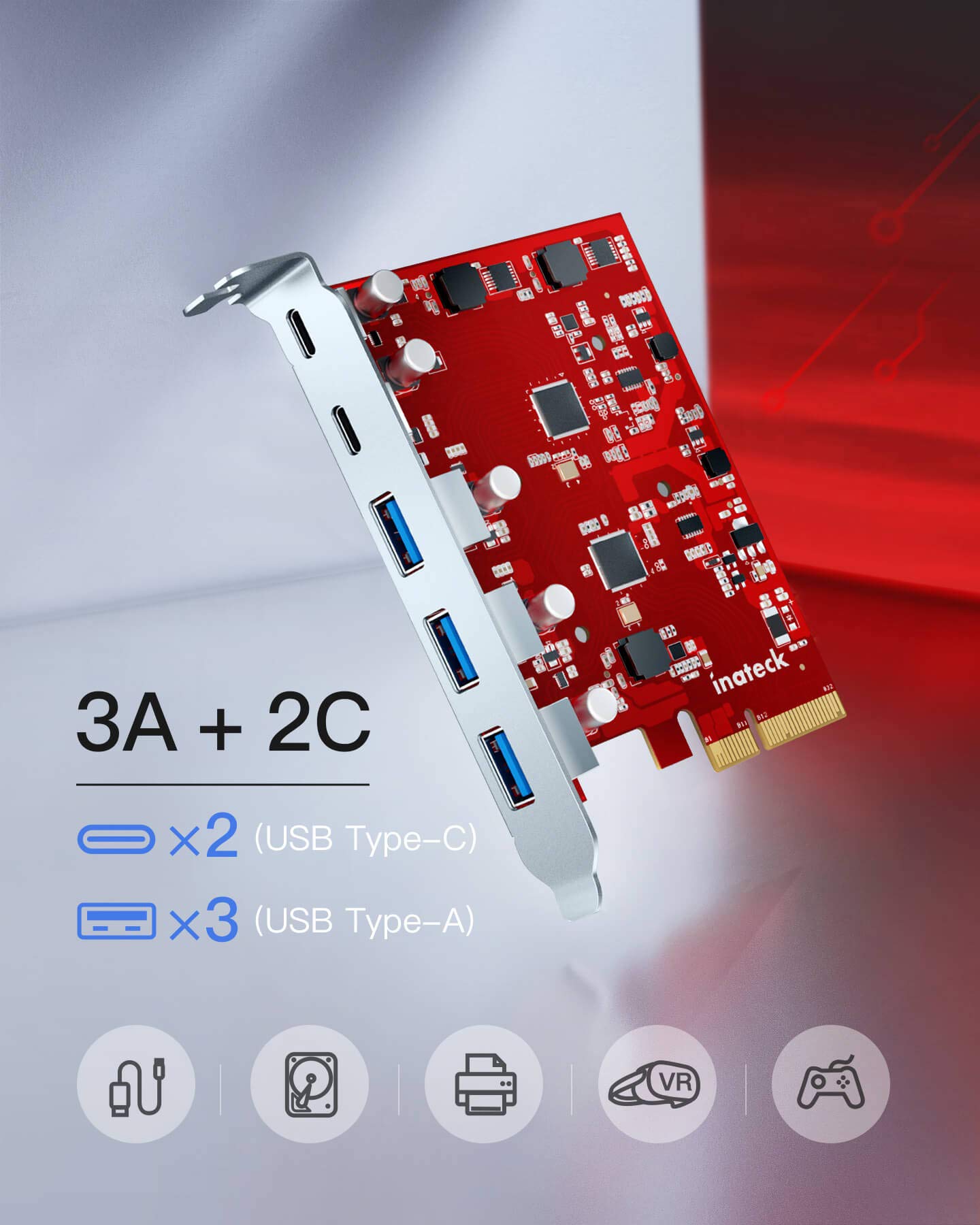 Foto 4 pulgar | Tarjeta Pcie A Usb 3.2 Gen 2 Inateck Redcomets U21 20 Gbps - Venta Internacional.