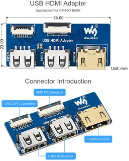 Foto 3 | Adaptador Usb Hdmi Waveshare Cm4-io-base Con 2 Usb 2.0 Y 1 Hdmi - Venta Internacional.