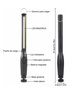 Foto 2 | Lámpara de Mano Belug LED Recargable color Negro para Acampar