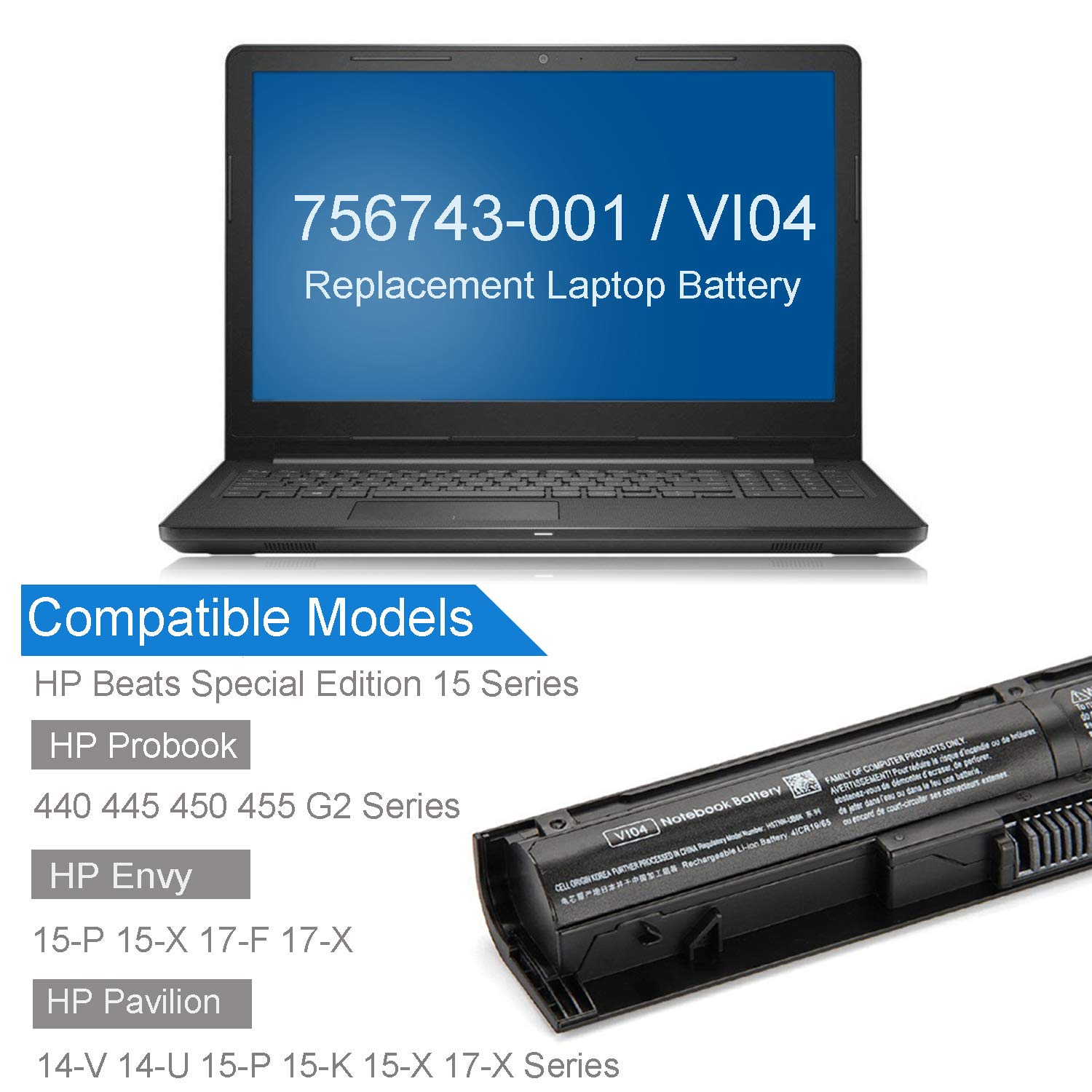 Foto 4 pulgar | Batería Portátil Natno Vi04 V104 2600 Mah 14,8 V Para Hp Pavilion - Venta Internacional.