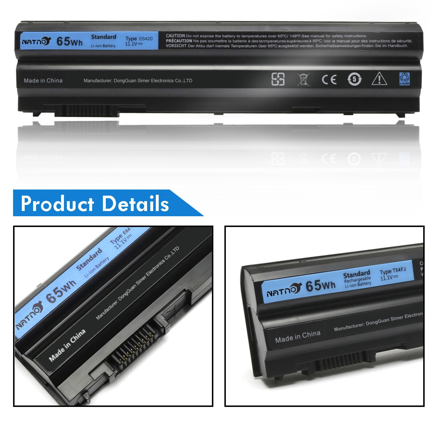 Foto 5 pulgar | Batería para Portátil Natno T54fj 8858 X 65 Wh, 11,1 V 6 Celdas para Dell - Venta Internacional
