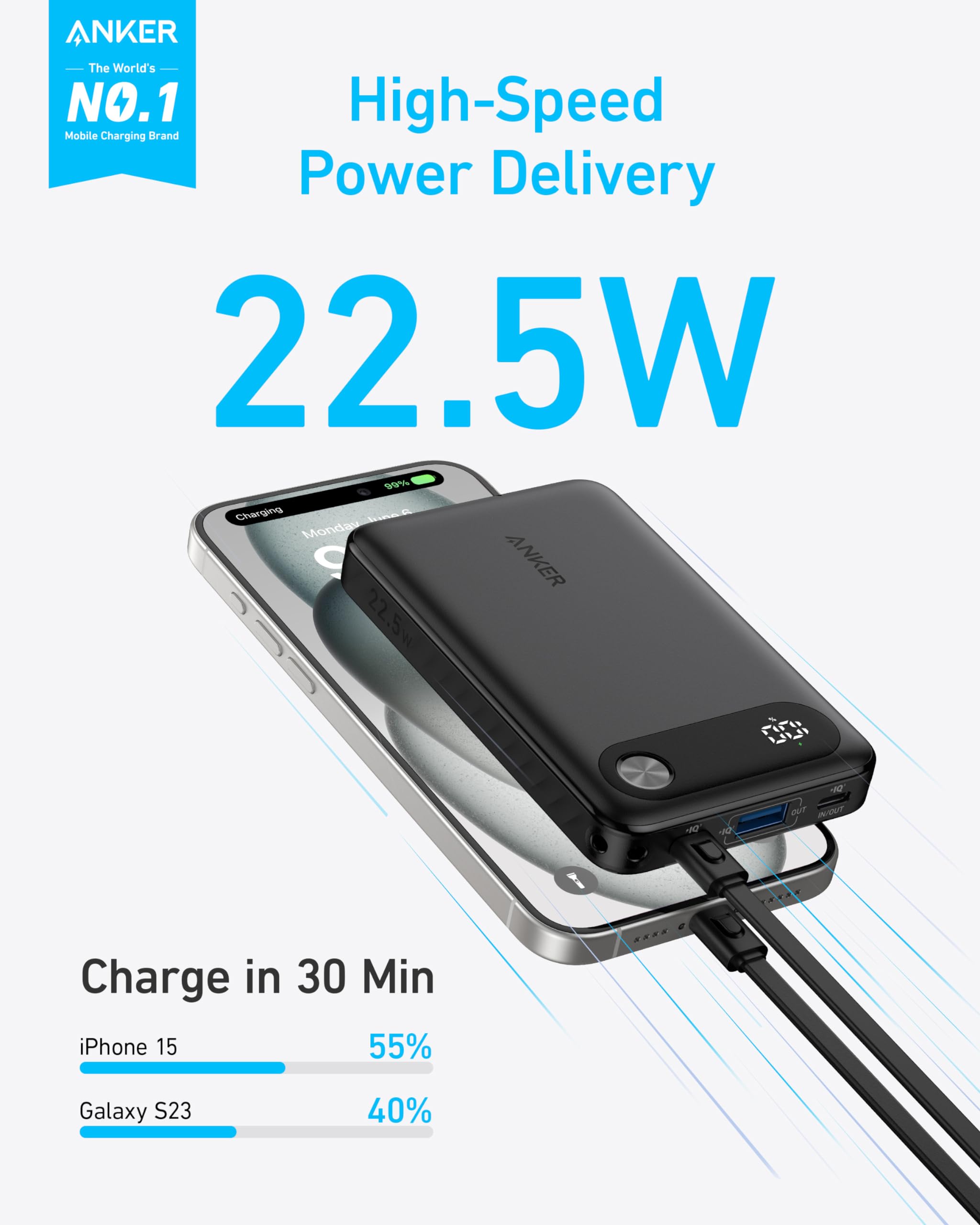 Foto 3 pulgar | Power Bank Anker de 10.000 mAh con Cable USB-C de Salida de 22,5 W - Venta Internacional