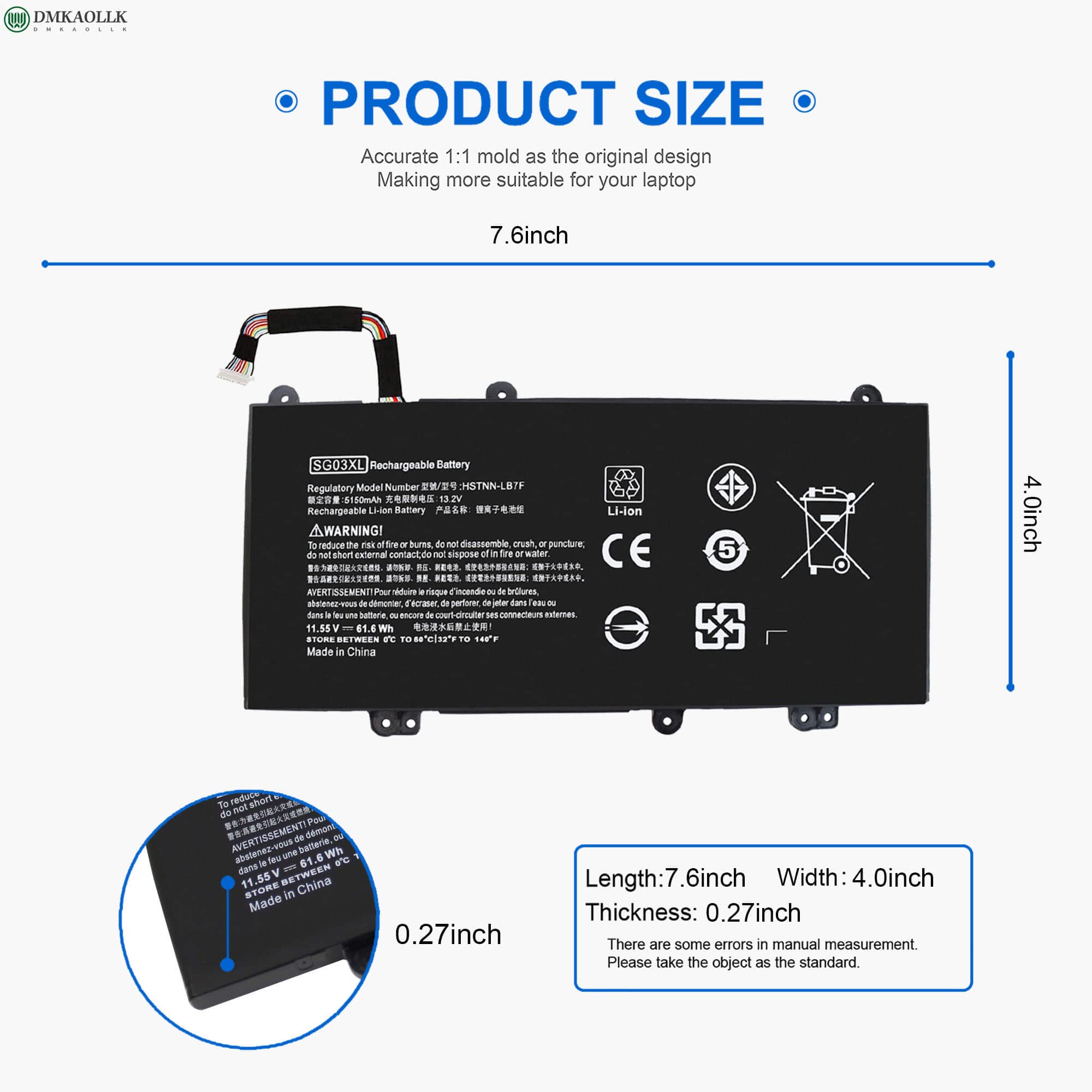 Foto 4 | Batería de Ordenador Portátil Dmkaollk Sg03xl 849048-421 para Hp Envy M7 - Venta Internacional