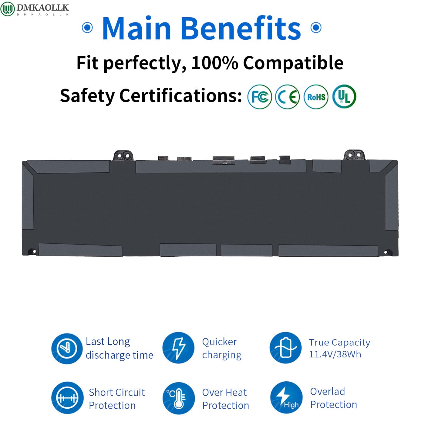 Foto 4 | Batería Dmkaollk 38 Wh F62g0 11,4 V para Dell Inspiron 13 7000 - Venta Internacional