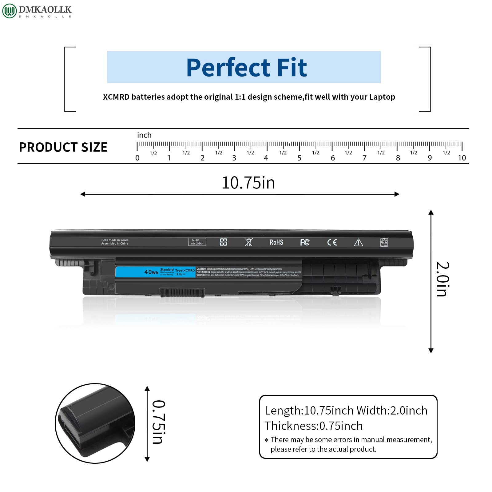 Foto 2 | Batería Dmkaollk Xcmrd 40 Wh 14,8 V Para Dell Inspiron 15 3000 - Venta Internacional.