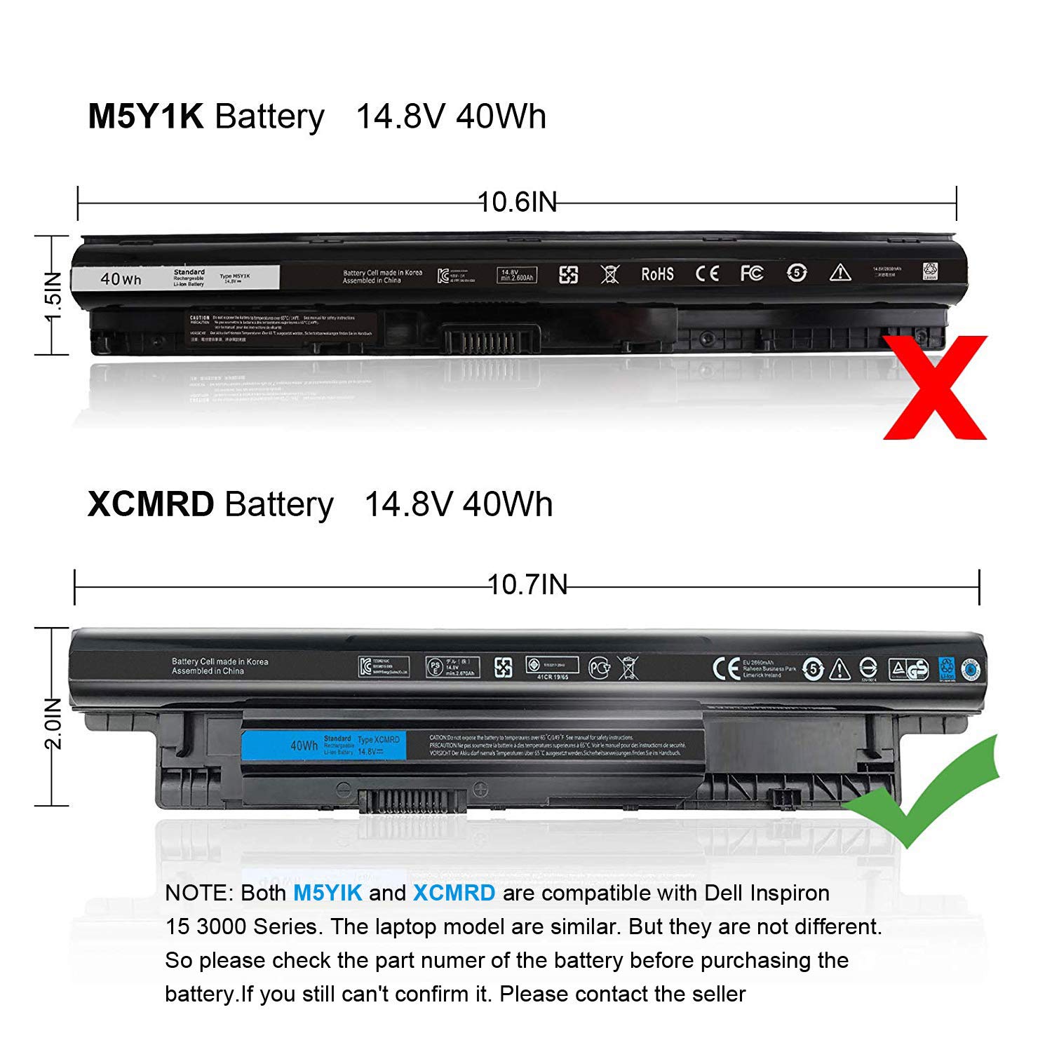 Foto 4 pulgar | Batería Dmkaollk Xcmrd 40 Wh 14,8 V Para Dell Inspiron 15 3000 - Venta Internacional.