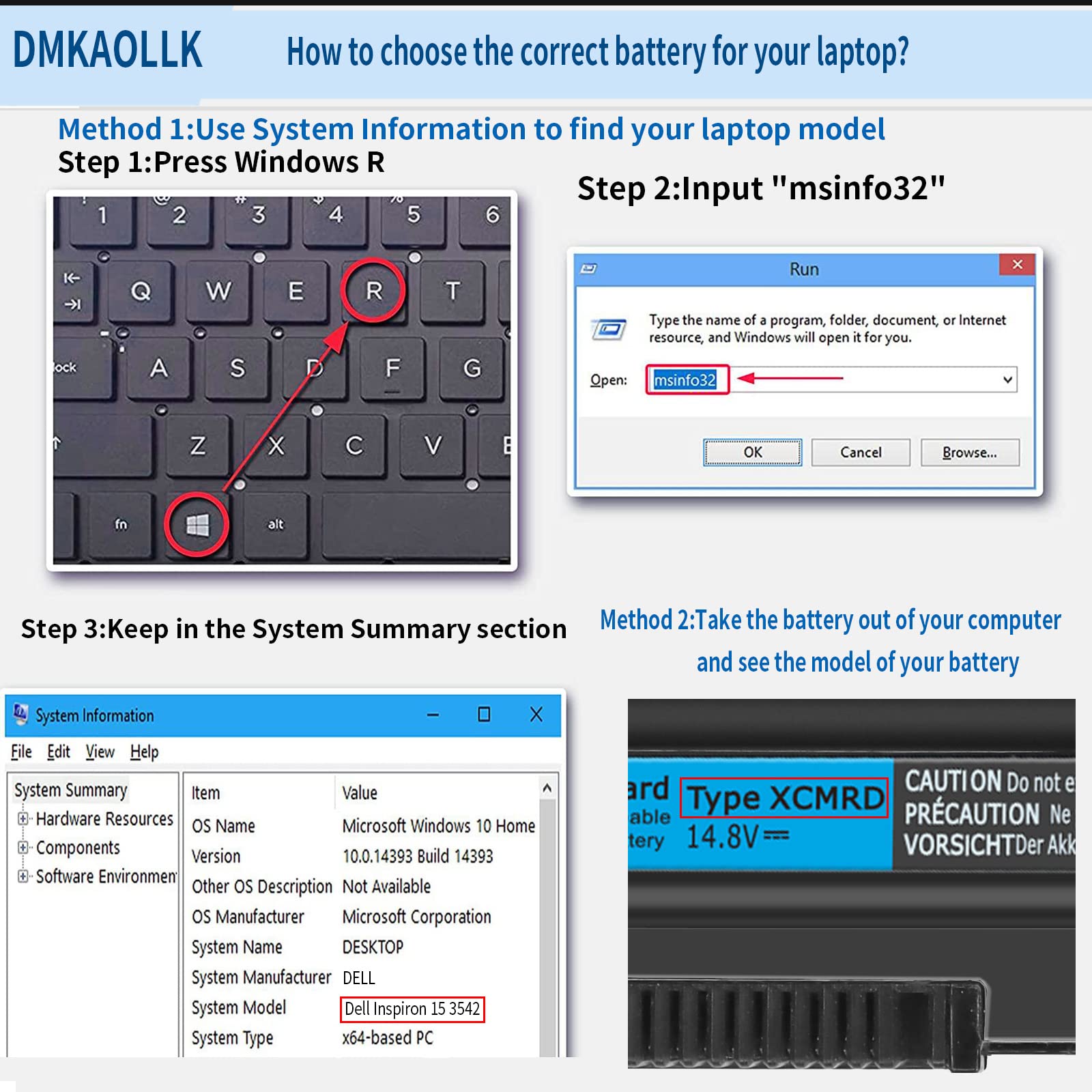 Foto 7 pulgar | Batería Dmkaollk Xcmrd 40 Wh 14,8 V Para Dell Inspiron 15 3000 - Venta Internacional.