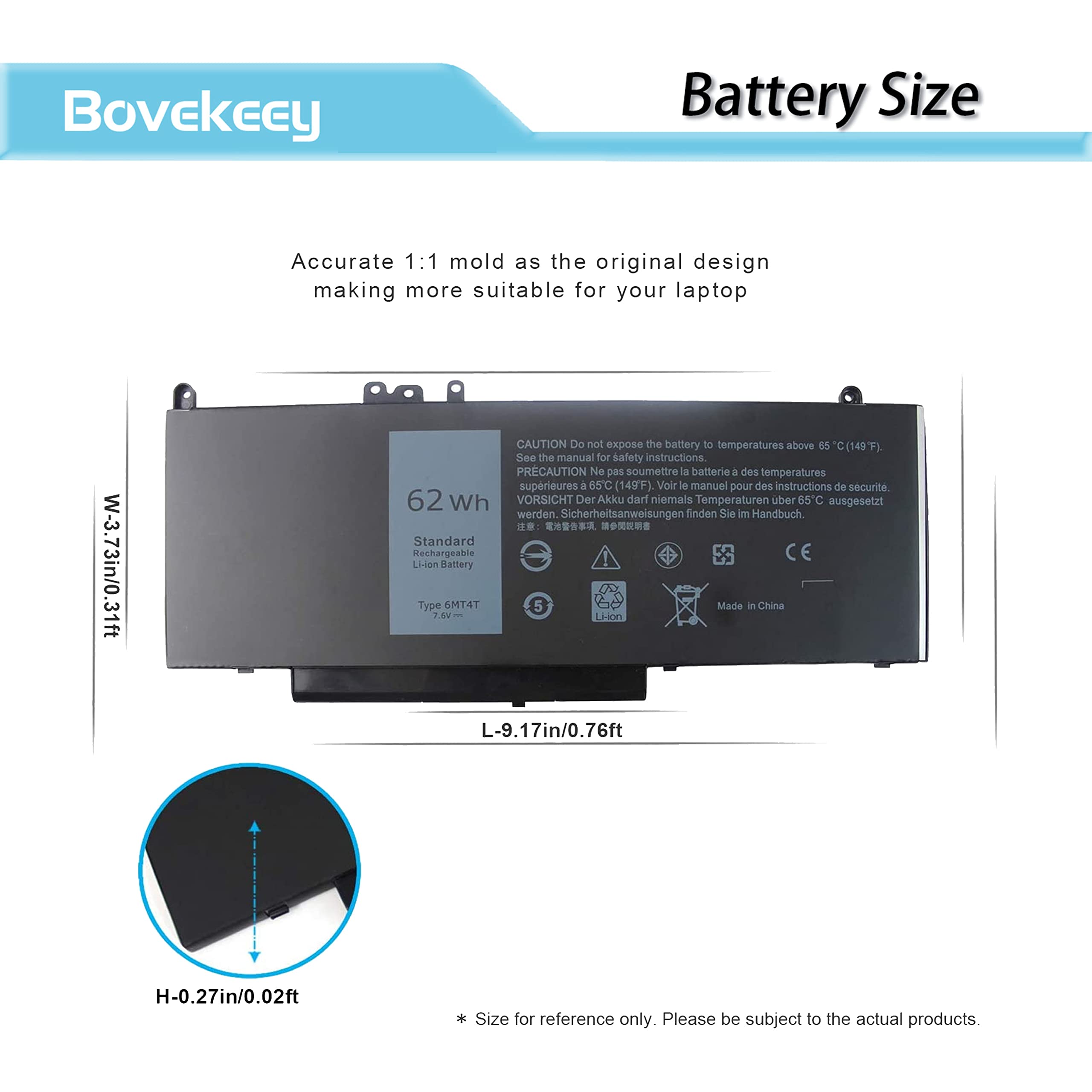 Foto 7 pulgar | Batería Bovekey 6mt4t E5470 E5570 62 Wh 7,6 V Para Dell Latitude - Venta Internacional.