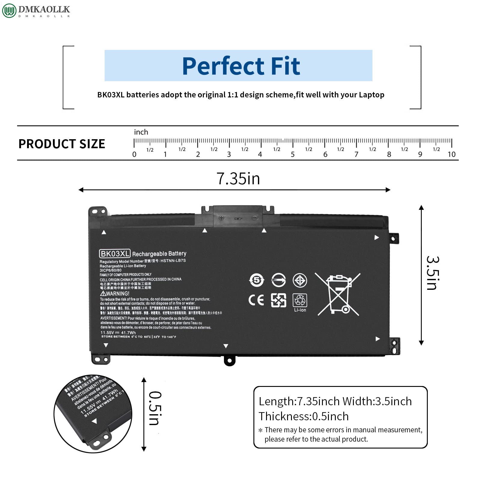 Foto 3 pulgar | Bateria Dmkaollk Bk03xl 916811-855 916812-855 Para Hp Pavilion - Venta Internacional.