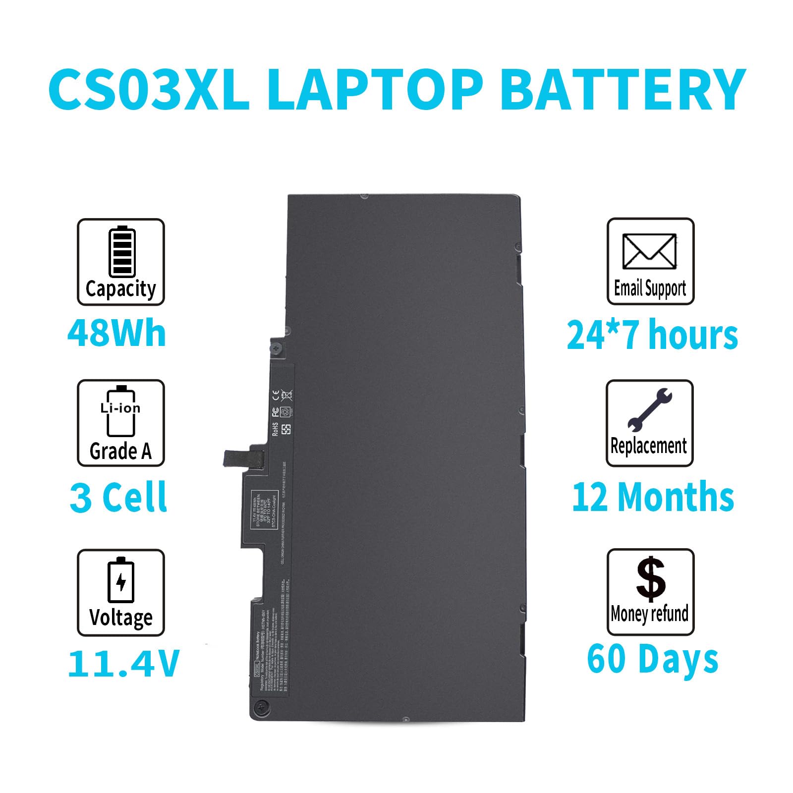 Foto 5 pulgar | Bateria Emanjor Cs03xl Para Hp Elitebook 840 850 745 755 848 G3 G4 - Venta Internacional.