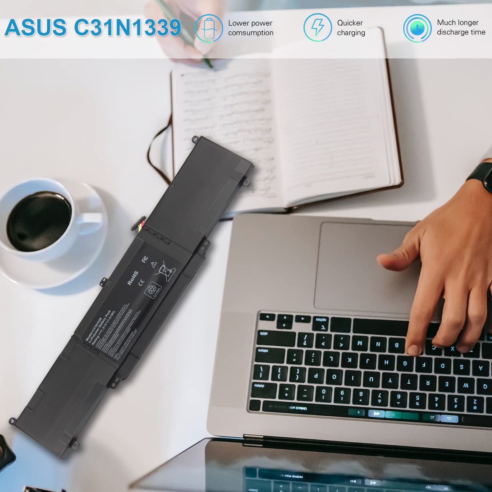 Foto 7 | Reemplazo De Batería Portátil Fancy Buying C31n1339 Para Asus - Venta Internacional.