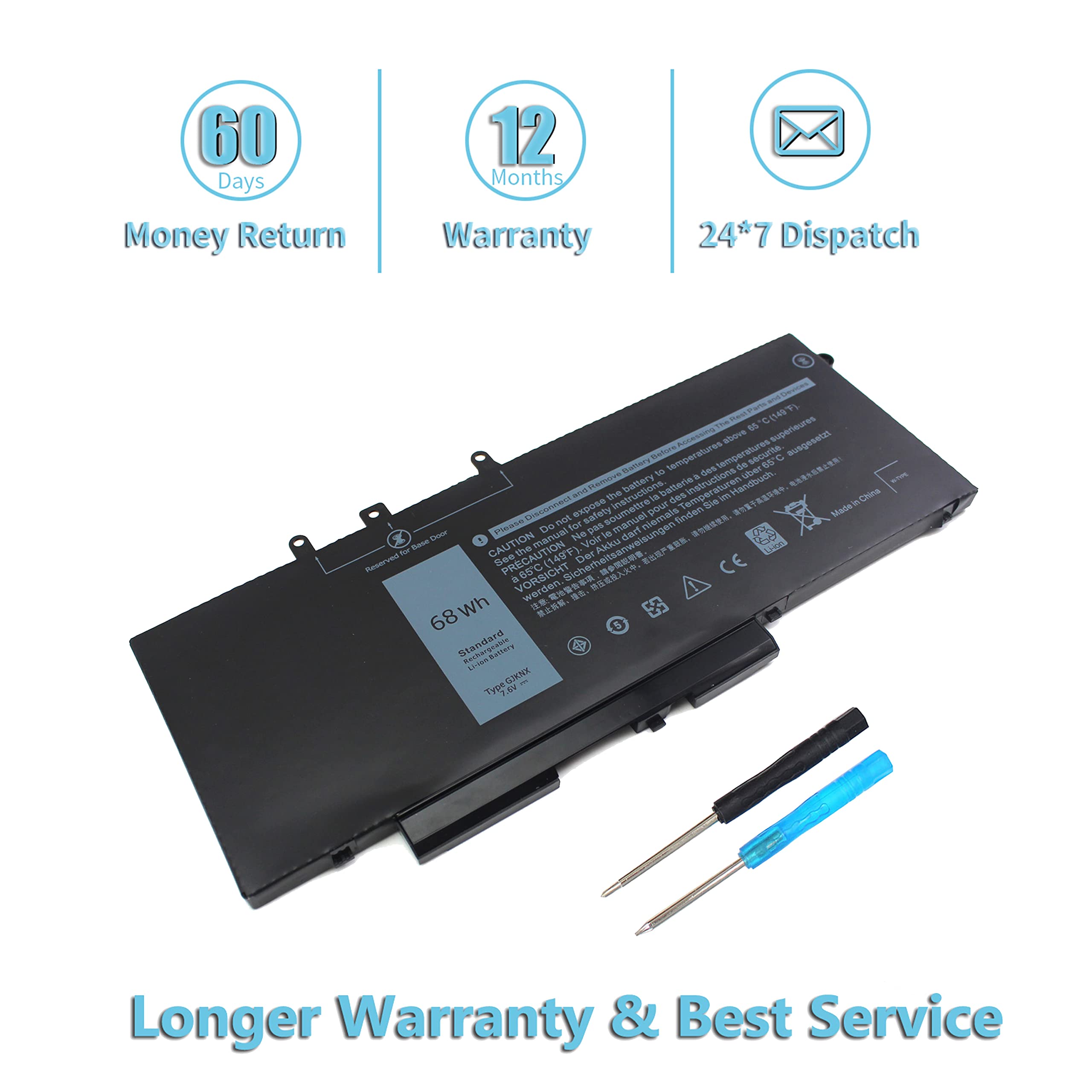 Foto 3 pulgar | Batería Bovekey Gknx 5480 580 Gd1jp 7,6 V 68 Wh Para Dell - Venta Internacional.