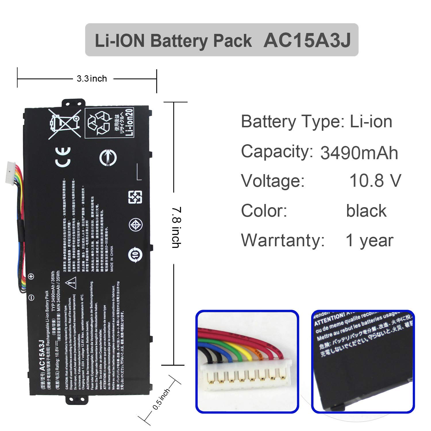 Foto 3 pulgar | Batería De Ordenador Portátil Gomarty Ac15a3j Ac15a8j Para Acer Chromebook - Venta Internacional.