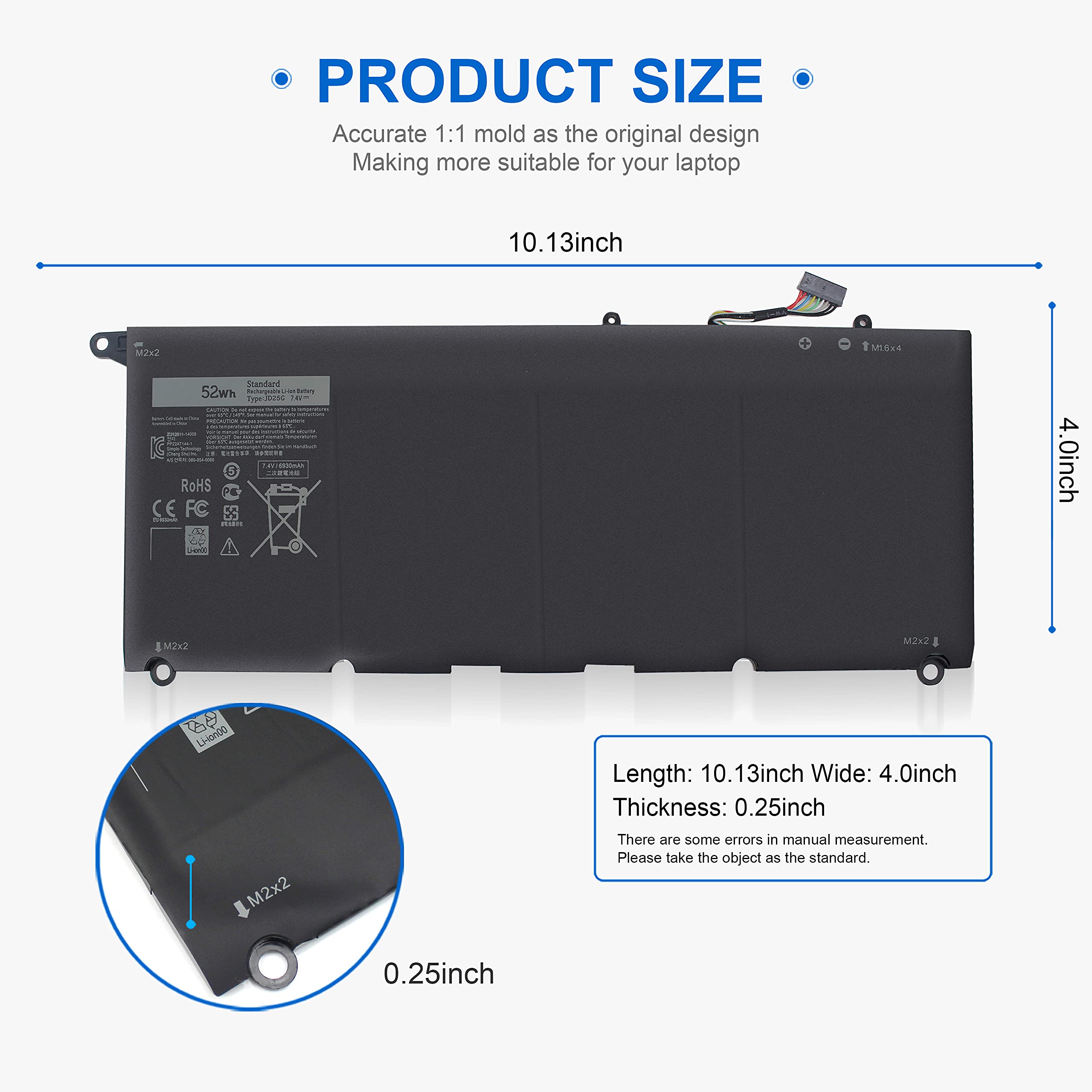 Foto 4 pulgar | Batería Wymisnit 5k9cp Jd25g 90v7w Para Dell Xps 13 9350 9343 - Venta Internacional.