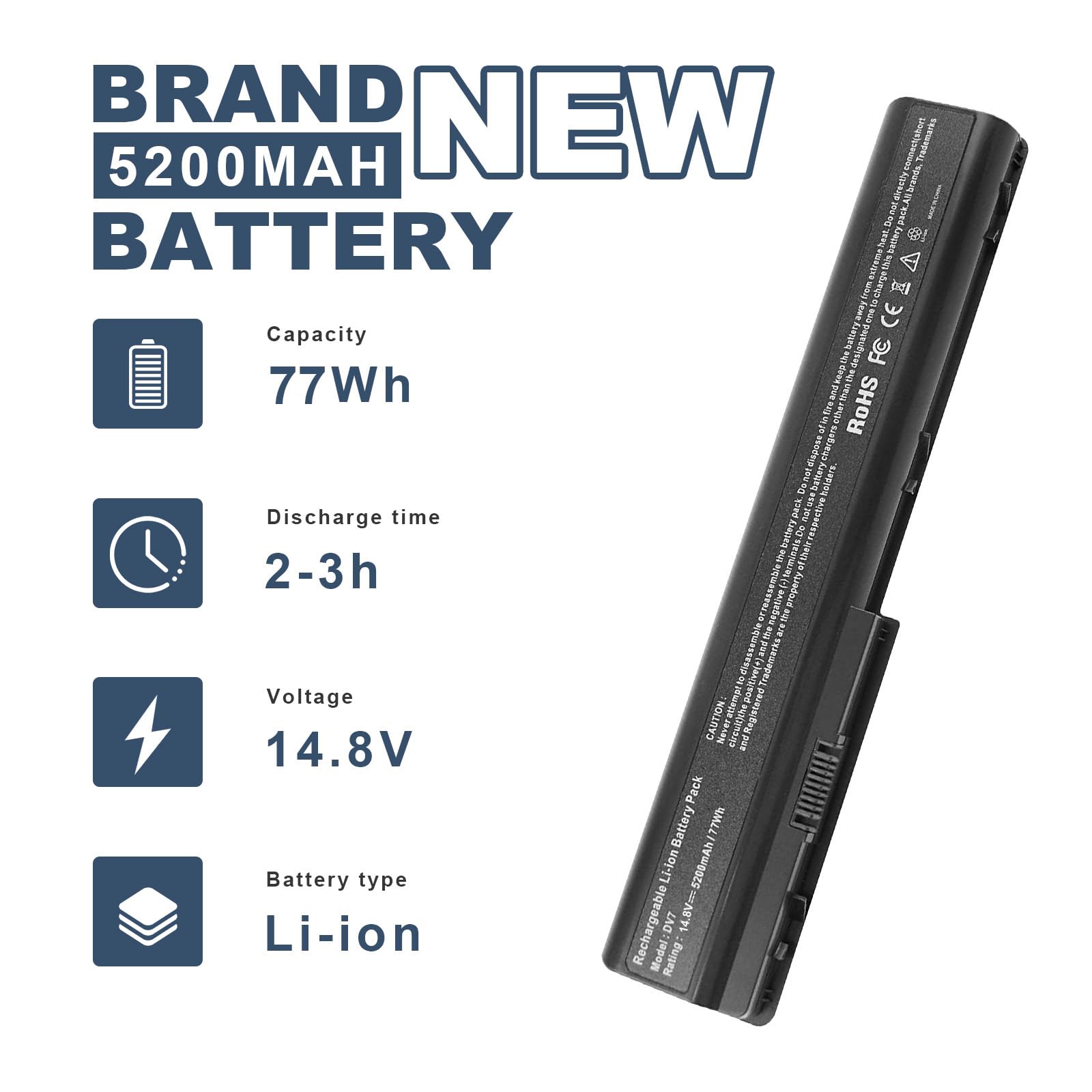 Foto 3 pulgar | Batería Portátil Fancy Buying De 8 Celdas De 5200 Mah Para Hp Hdx18 - Venta Internacional.