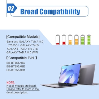 Foto 3 | Batería Portátil Dentsing Eb-bt355abe Para Samsung Galaxy Tab A 8 - Venta Internacional.