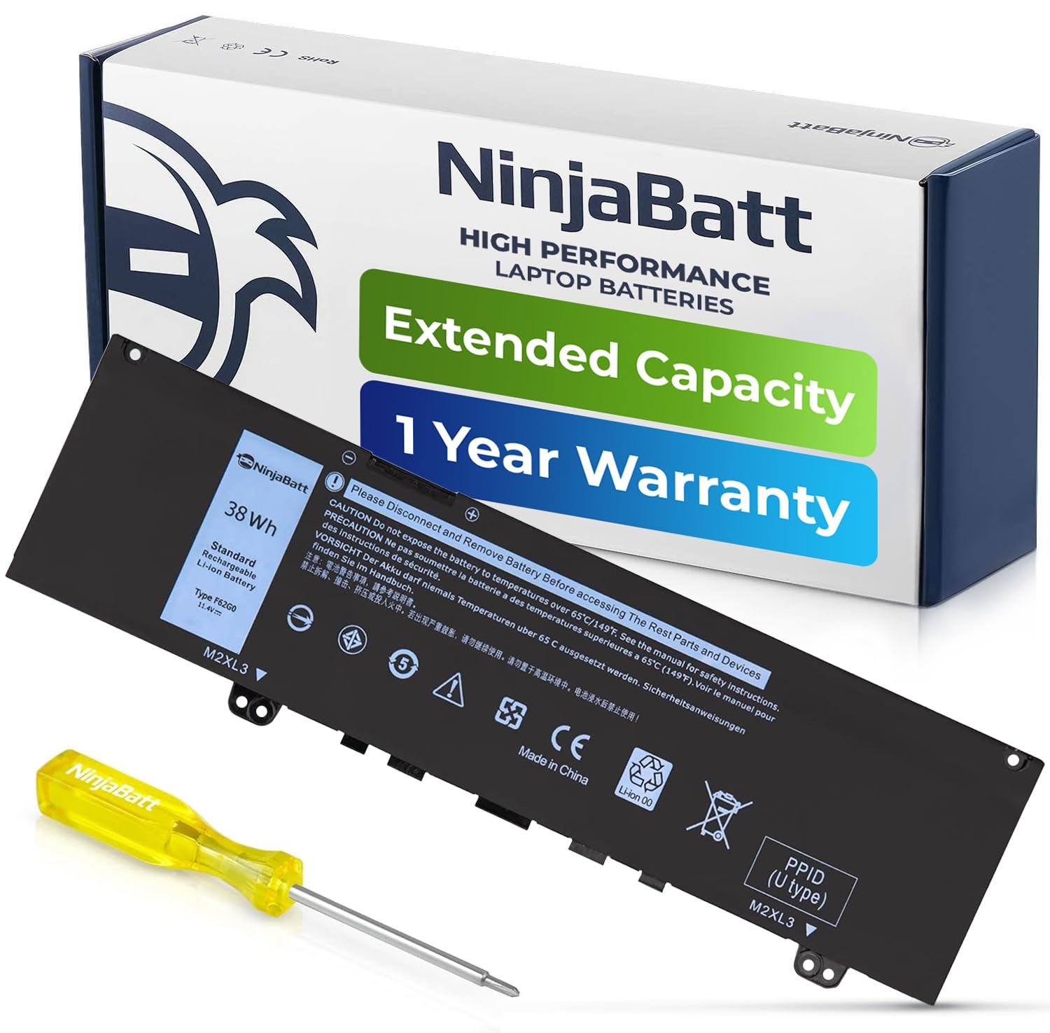 Foto 1 | Reemplazo De Batería Ninjabatt F62g0 Para Dell Inspiron 13 7000 - Venta Internacional.