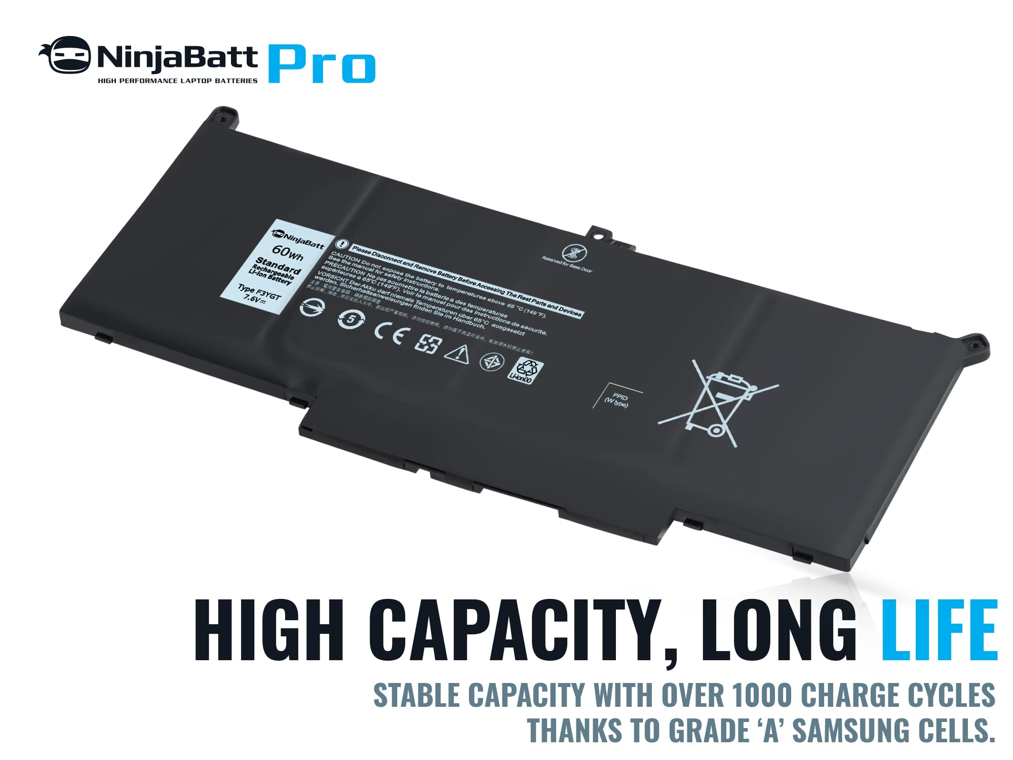 Foto 6 pulgar | Batería Ninjabatt F3ygt De 7,6 V/60 Wh Para Dell Latitude 7480 7490 - Venta Internacional.