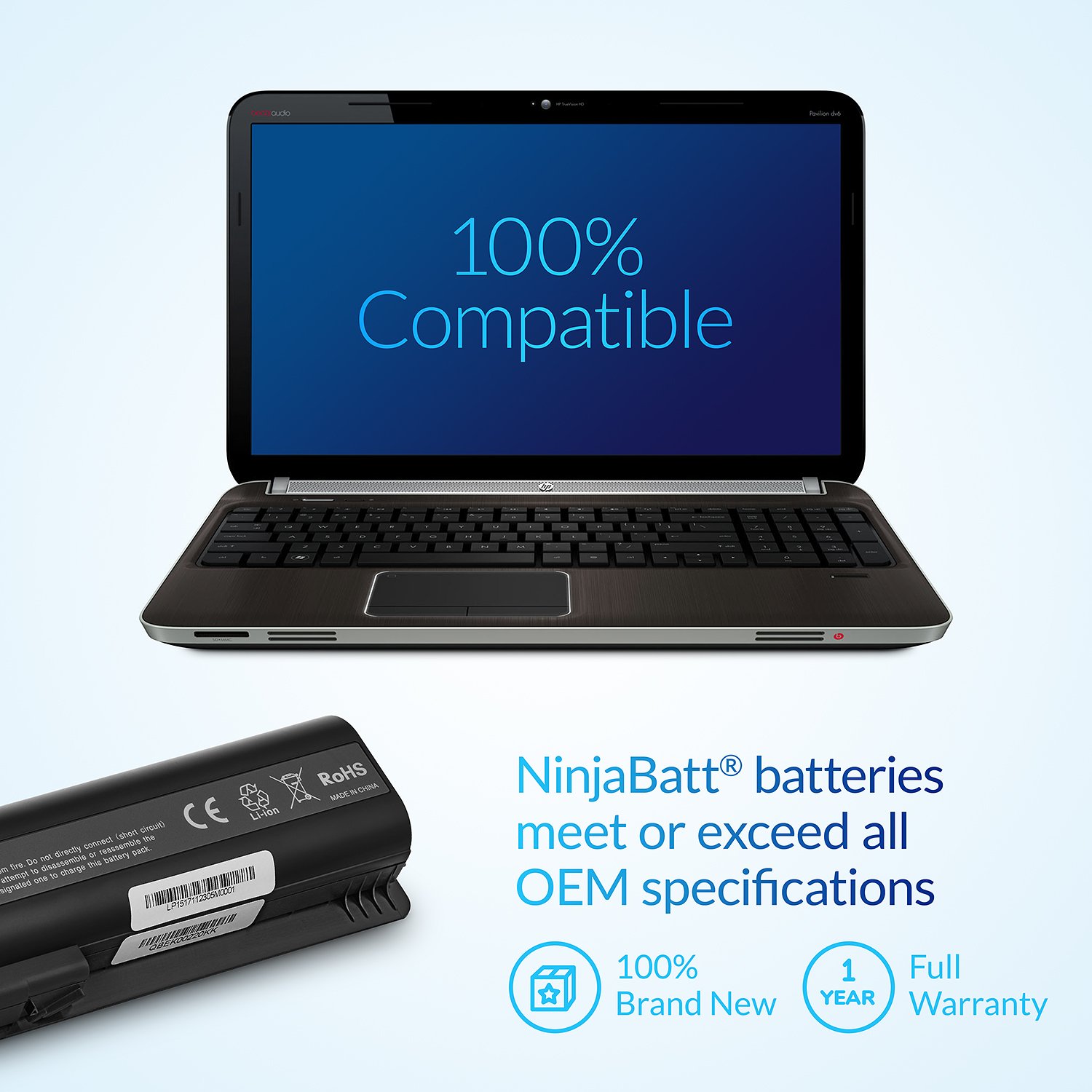 Foto 6 pulgar | Batería Portátil Ninjabatt Para Hp 484170-001 [6 Celdas/48 Wh] - Venta Internacional.