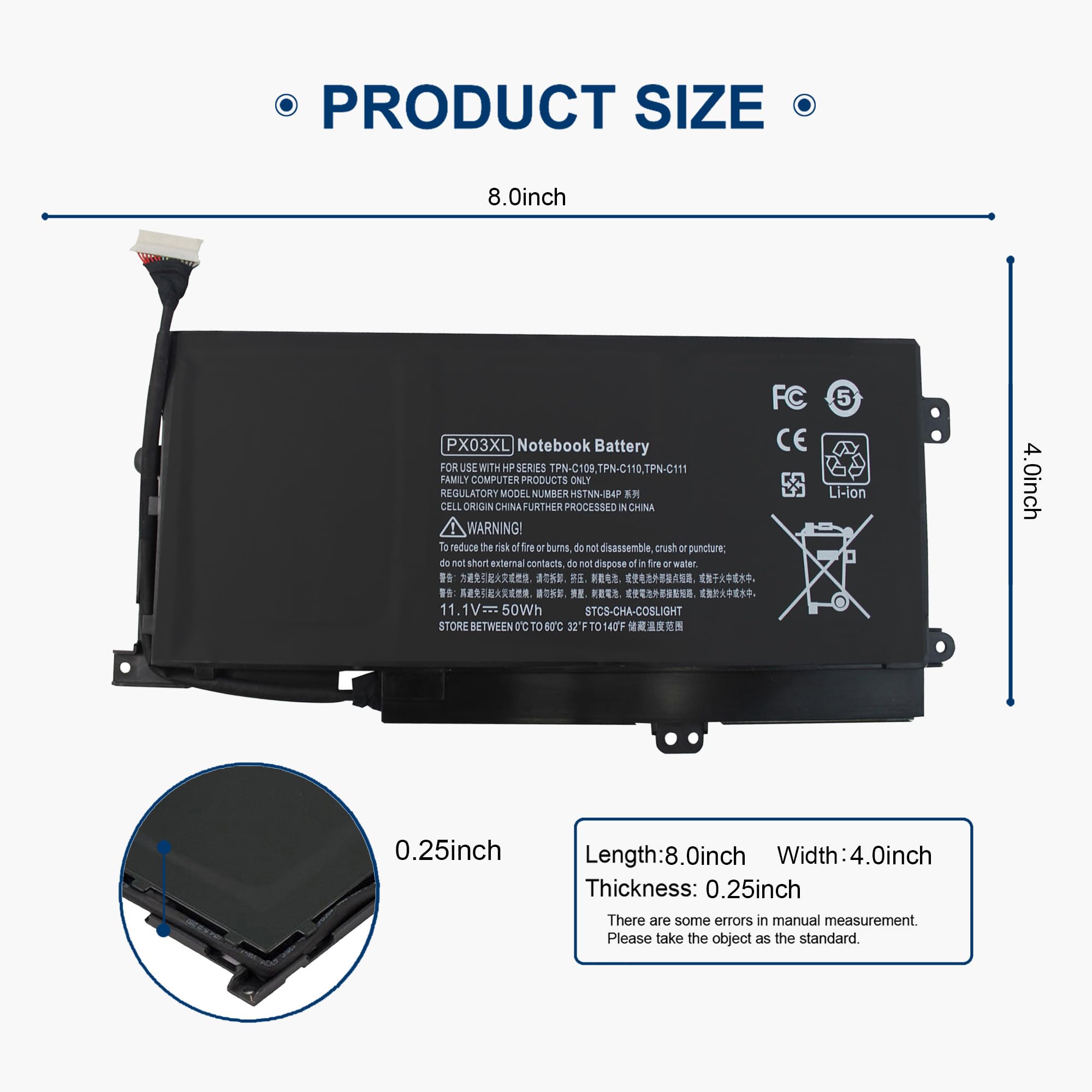 Foto 2 | Batería Portátil Tevelmick Px03xl 715050-001 Para Hp Envy 14 - Venta Internacional.