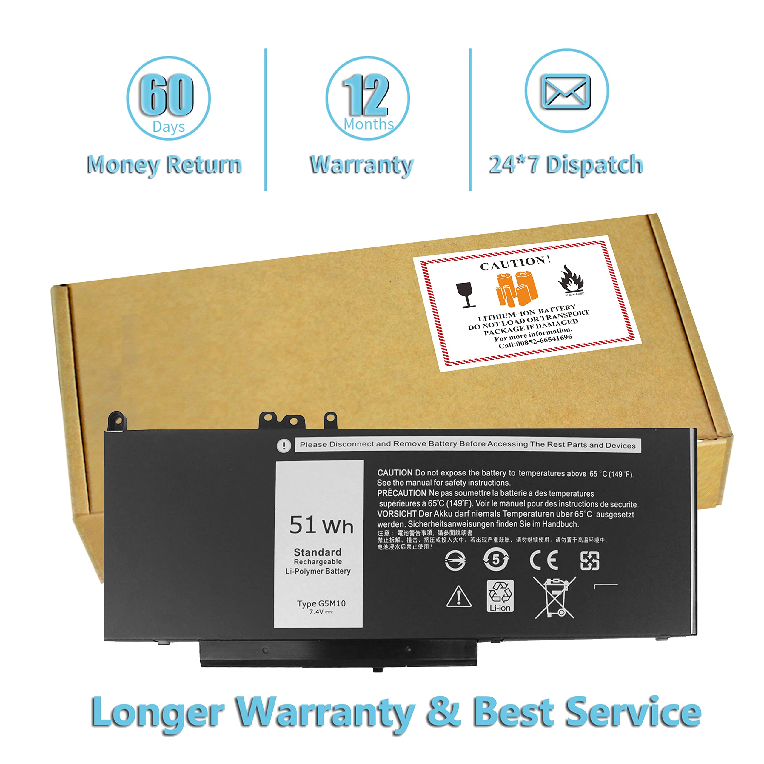 Foto 3 pulgar | Batería Bovekey G5m10 7,4 V 51 Wh Para Dell Latitude 14 15 - Venta Internacional.