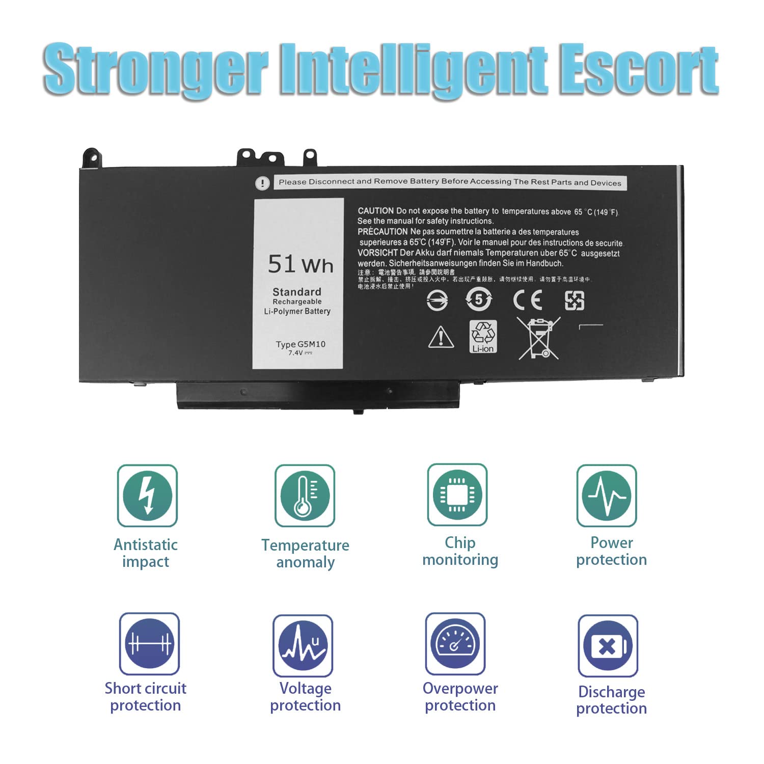 Foto 4 pulgar | Batería Bovekey G5m10 7,4 V 51 Wh Para Dell Latitude 14 15 - Venta Internacional.