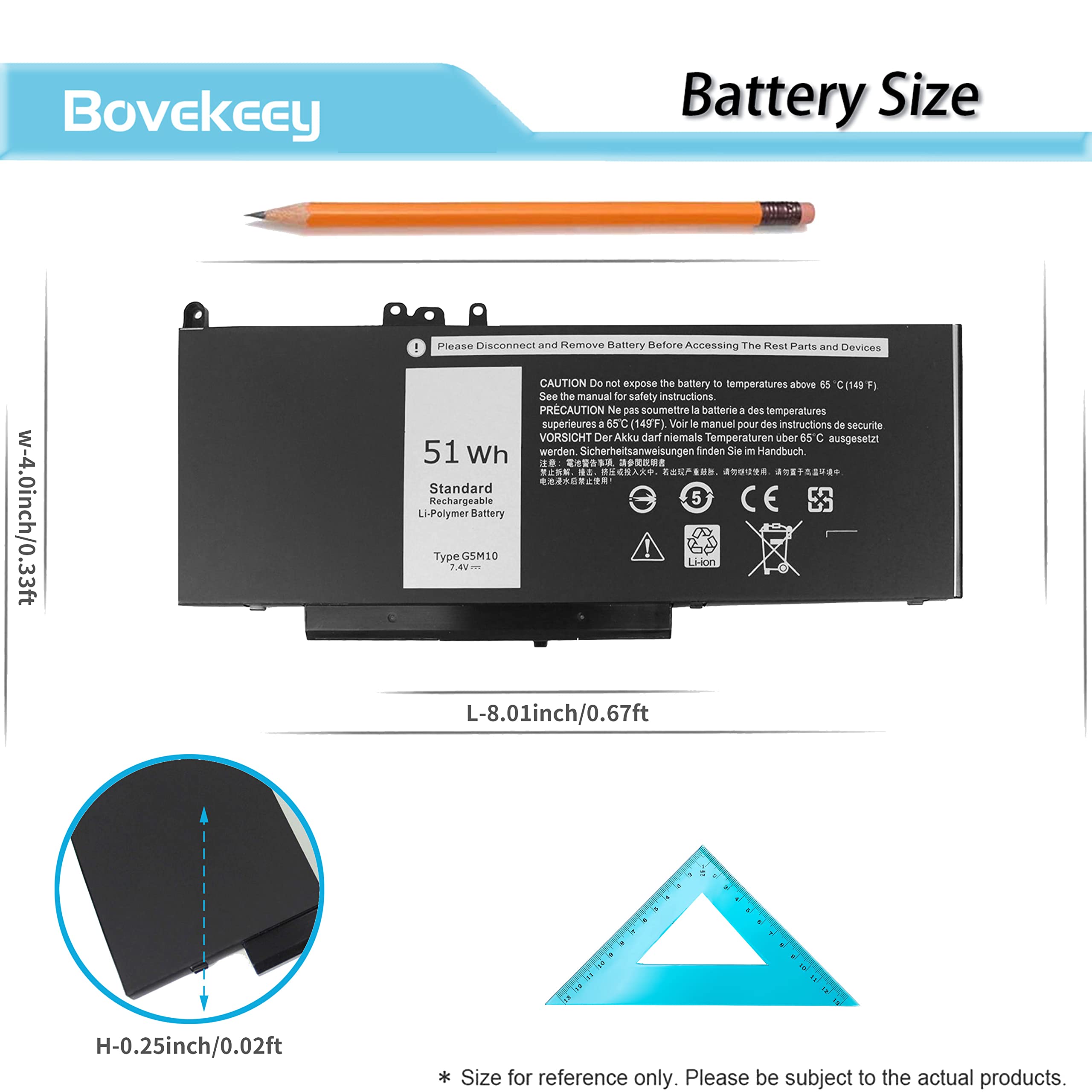 Foto 7 pulgar | Batería Bovekey G5m10 7,4 V 51 Wh Para Dell Latitude 14 15 - Venta Internacional.