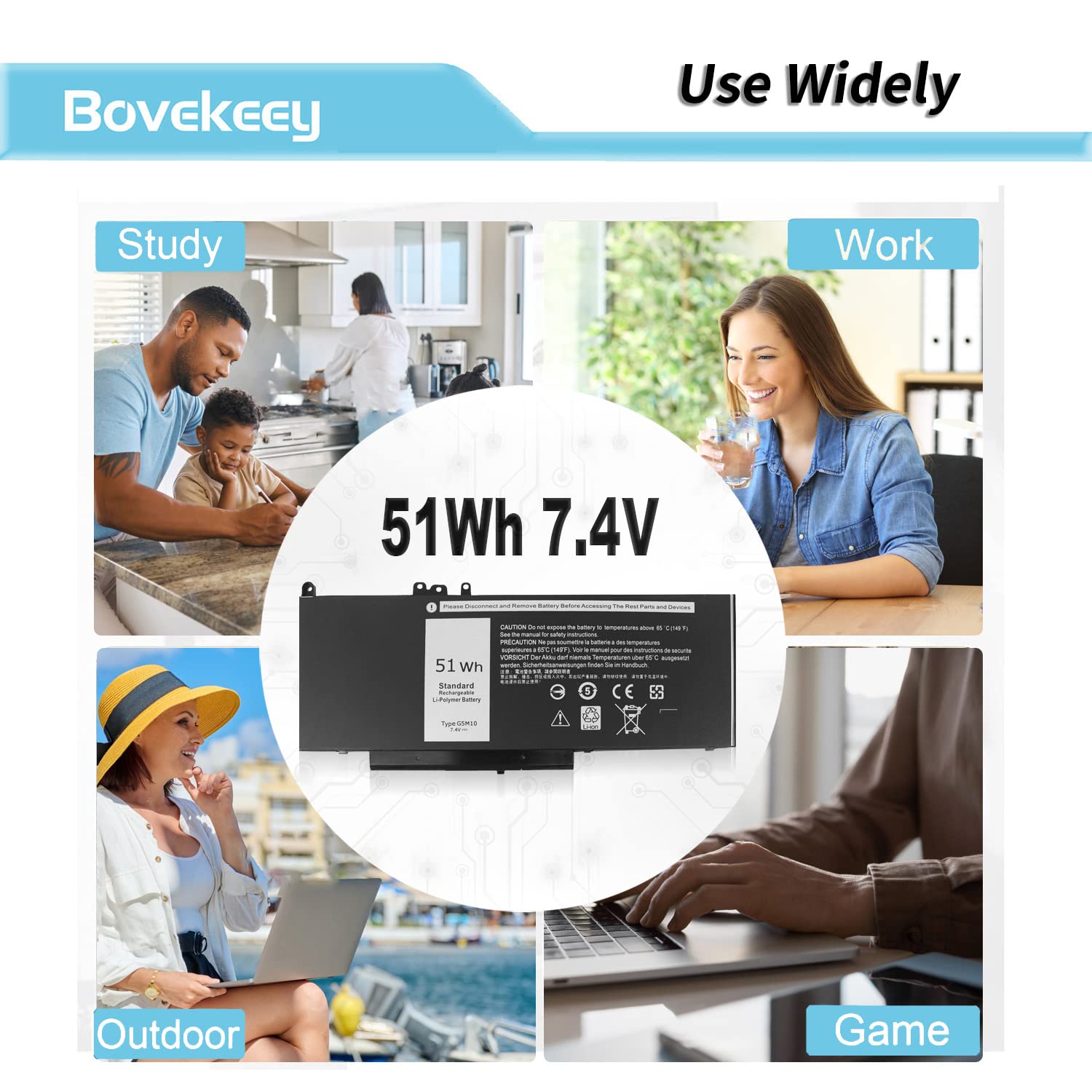 Foto 8 pulgar | Batería Bovekey G5m10 7,4 V 51 Wh Para Dell Latitude 14 15 - Venta Internacional.