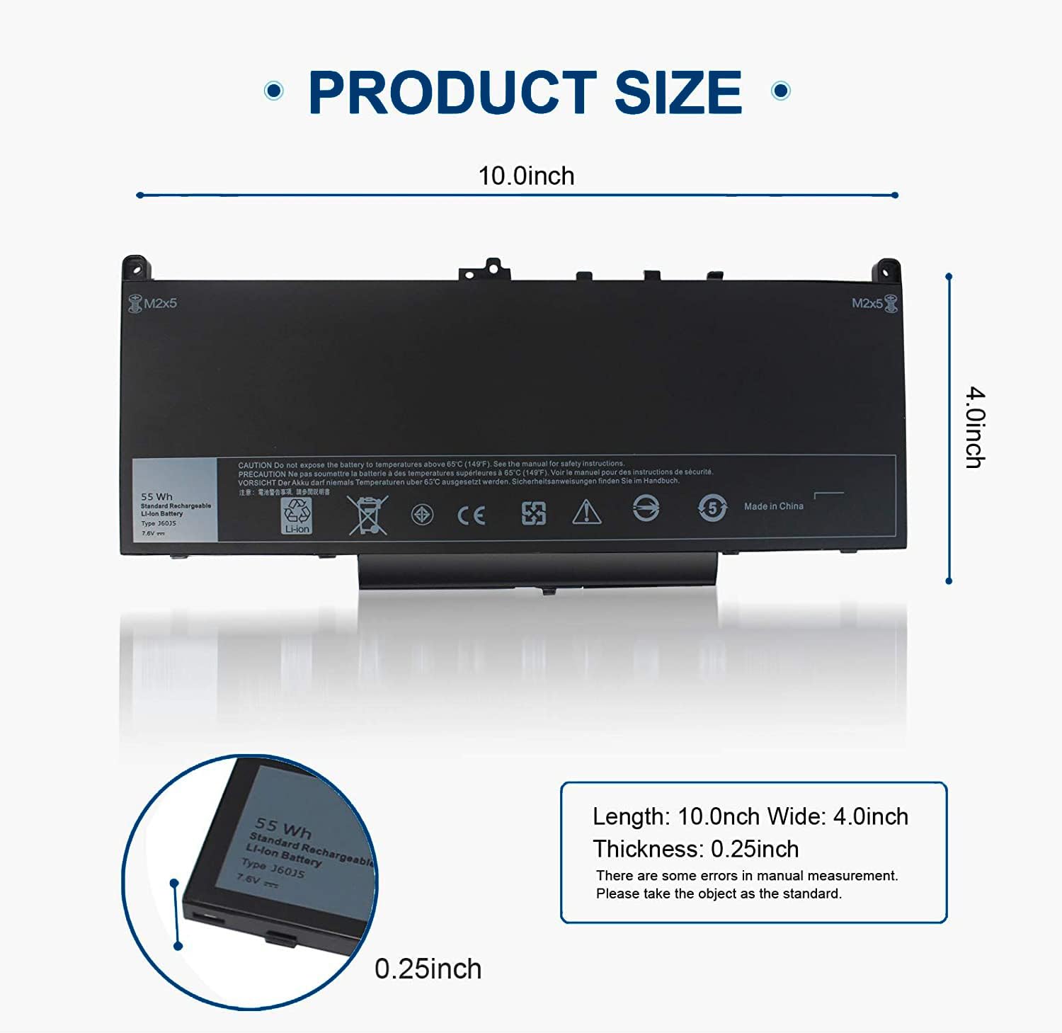 Foto 2 | Batería Tevelmick J60j5 De Iones De Litio, 7,6 V, 55 Wh, Para Dell Latitude E7470 E7270 - Venta Internacional.