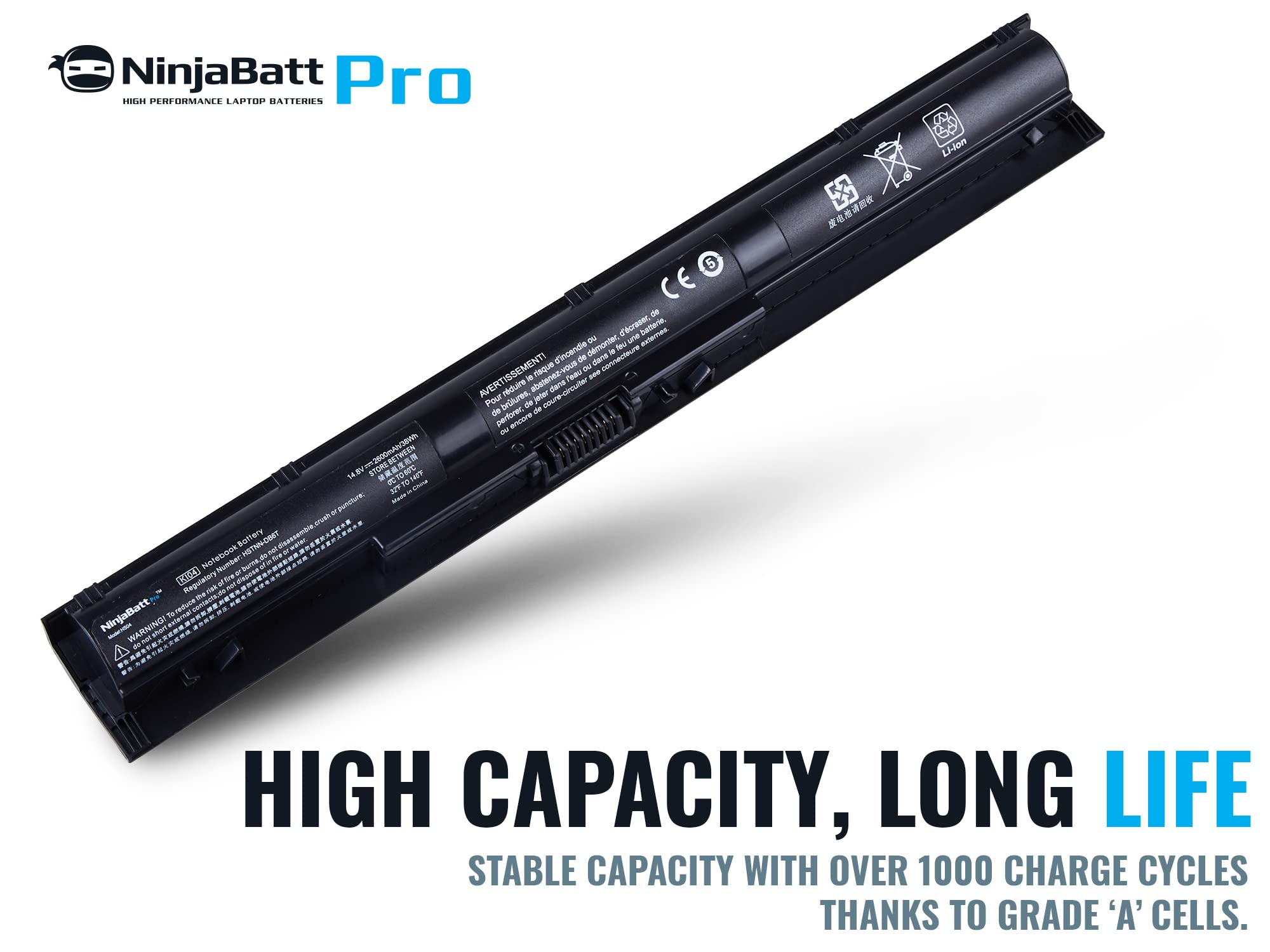 Foto 6 pulgar | Batería Ninjabatt Pro Para Hp 800049-001 K104 Ki04 [4 Celdas/2600 Mah/38 Wh] - Venta Internacional.