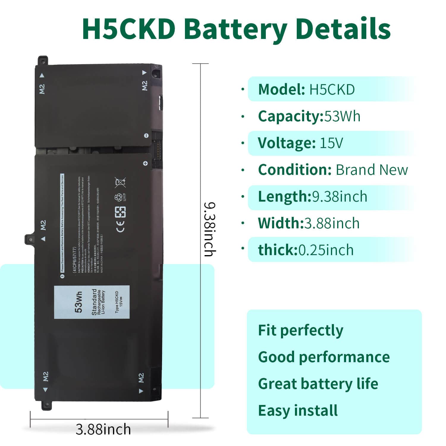 Foto 3 pulgar | Batería Dmkaollk H5ckd 53 Wh 15 V para Dell Inspiron 5400 5406 - Venta Internacional