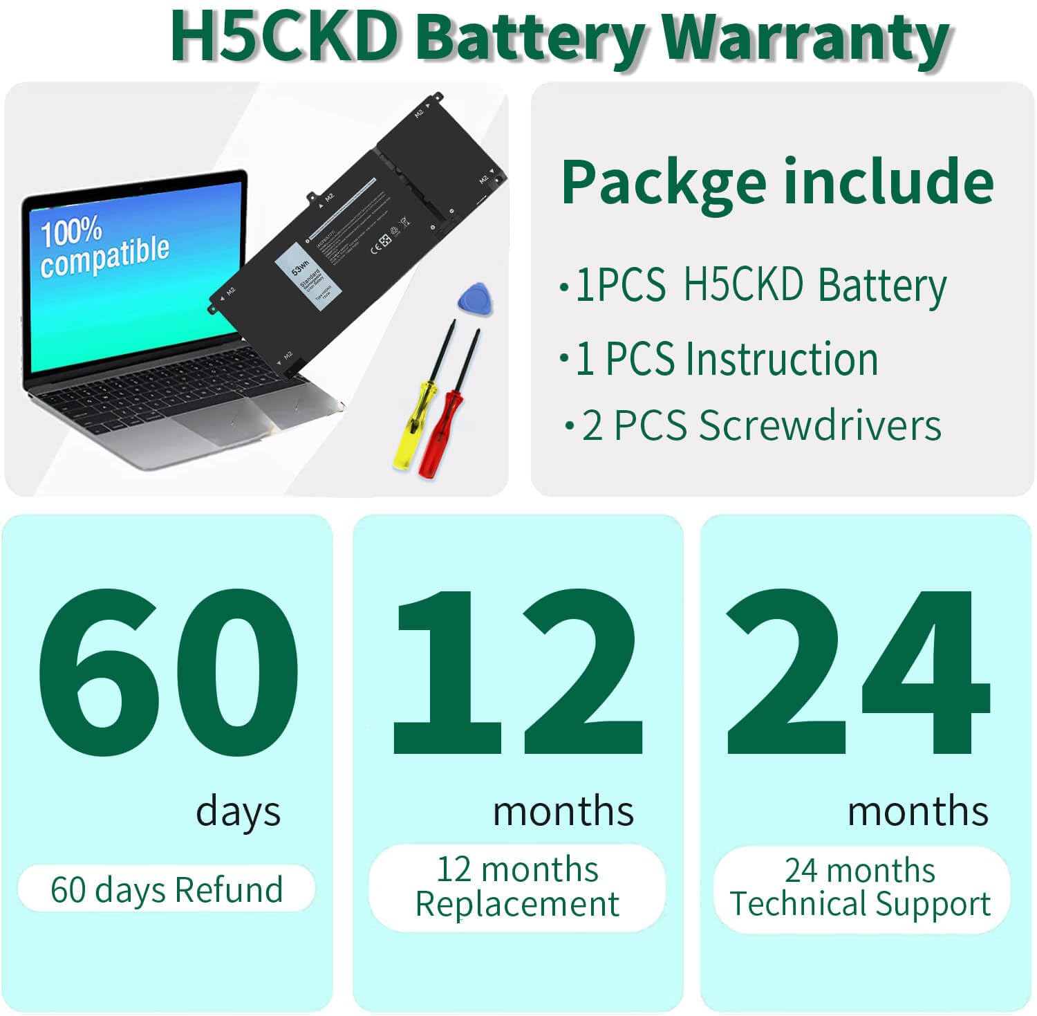 Foto 7 pulgar | Batería Dmkaollk H5ckd 53 Wh 15 V para Dell Inspiron 5400 5406 - Venta Internacional