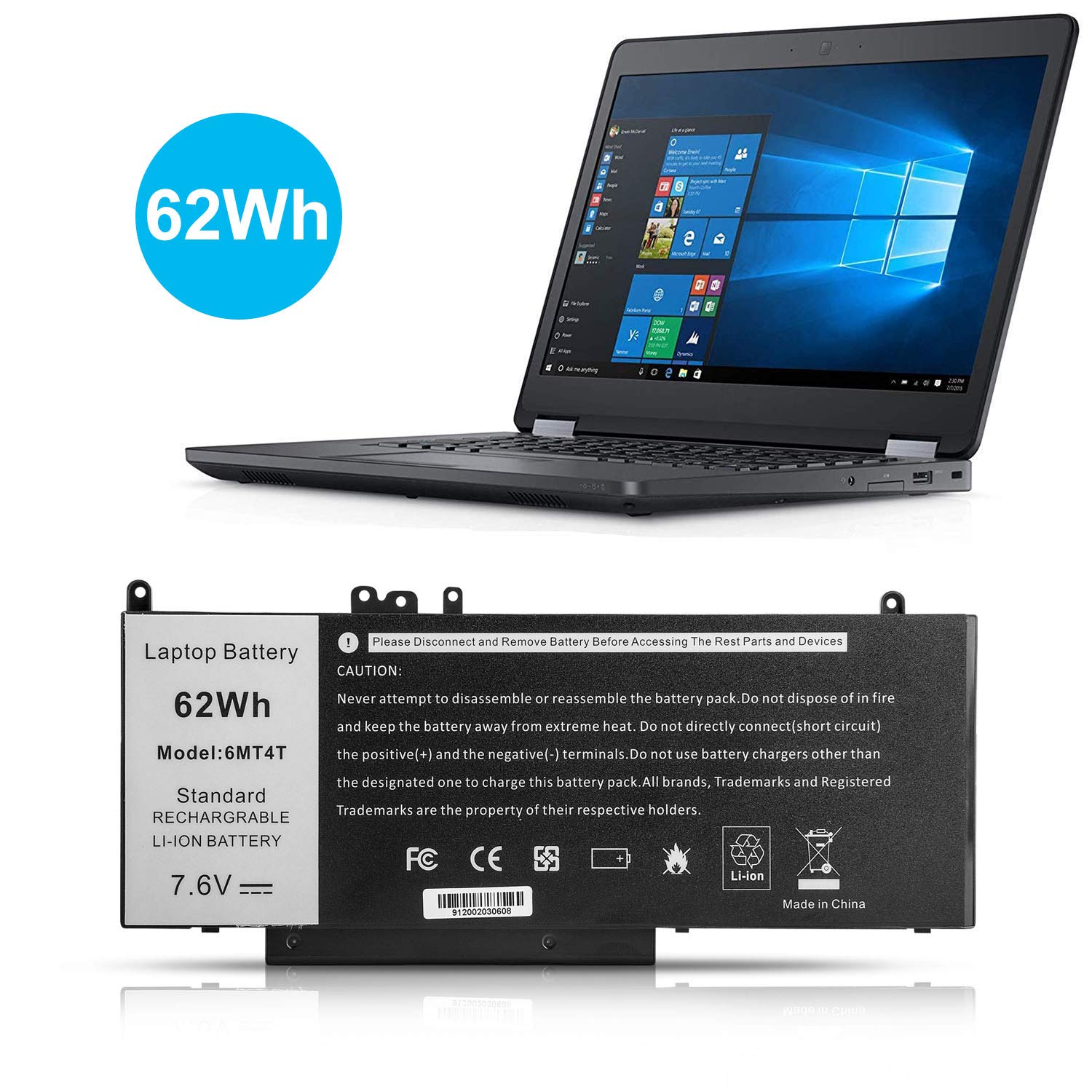 Foto 7 | Batería De Portátil Fancy Buying 62wh 6mt4t Para Dell Latitude E5470 E5570 - Venta Internacional.