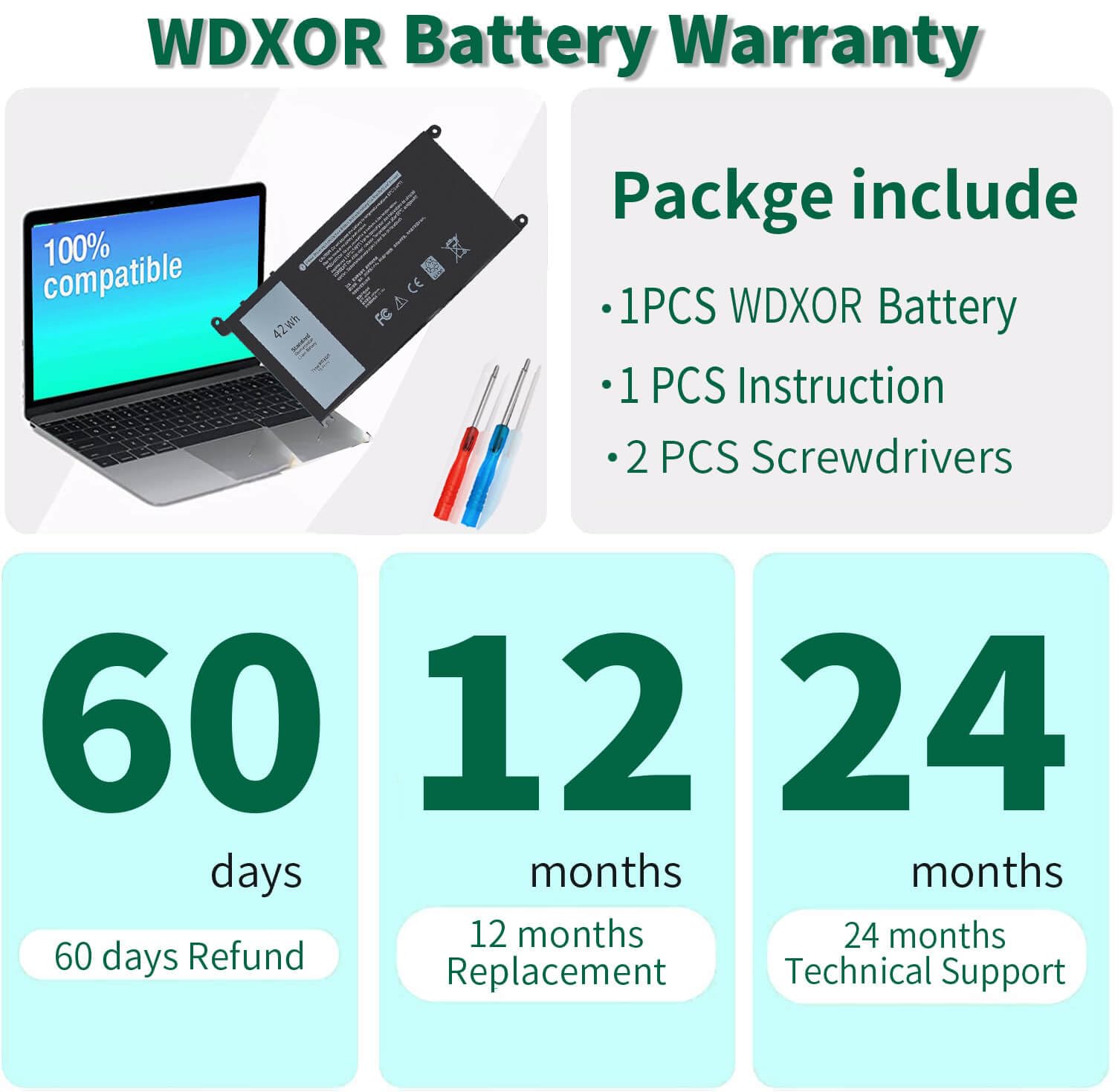 Foto 6 | Batería De Ordenador Portátil Dmkaollk Wdx0r 42wh Para La Serie Dell Inspiron - Venta Internacional.