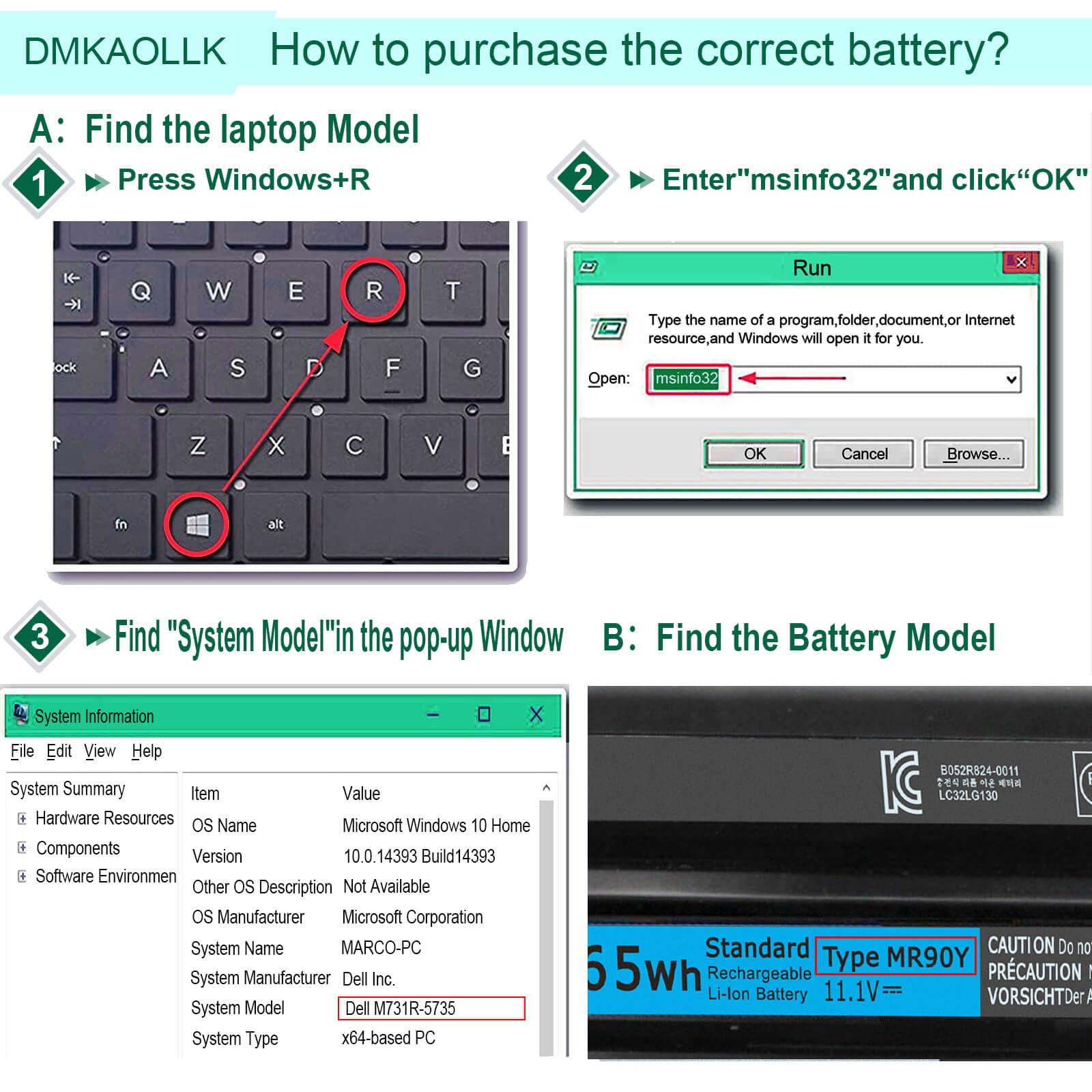 Foto 8 pulgar | Batería Dmkaollk Mr90y 65 Wh 11,1 V Para Dell Inspiron 17 5000 - Venta Internacional.