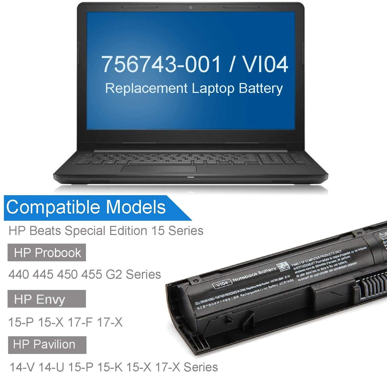 Foto 3 pulgar | Batería De Portátil Dmkaollk Vi04 756743-001 Para Hp Probook - Venta Internacional.