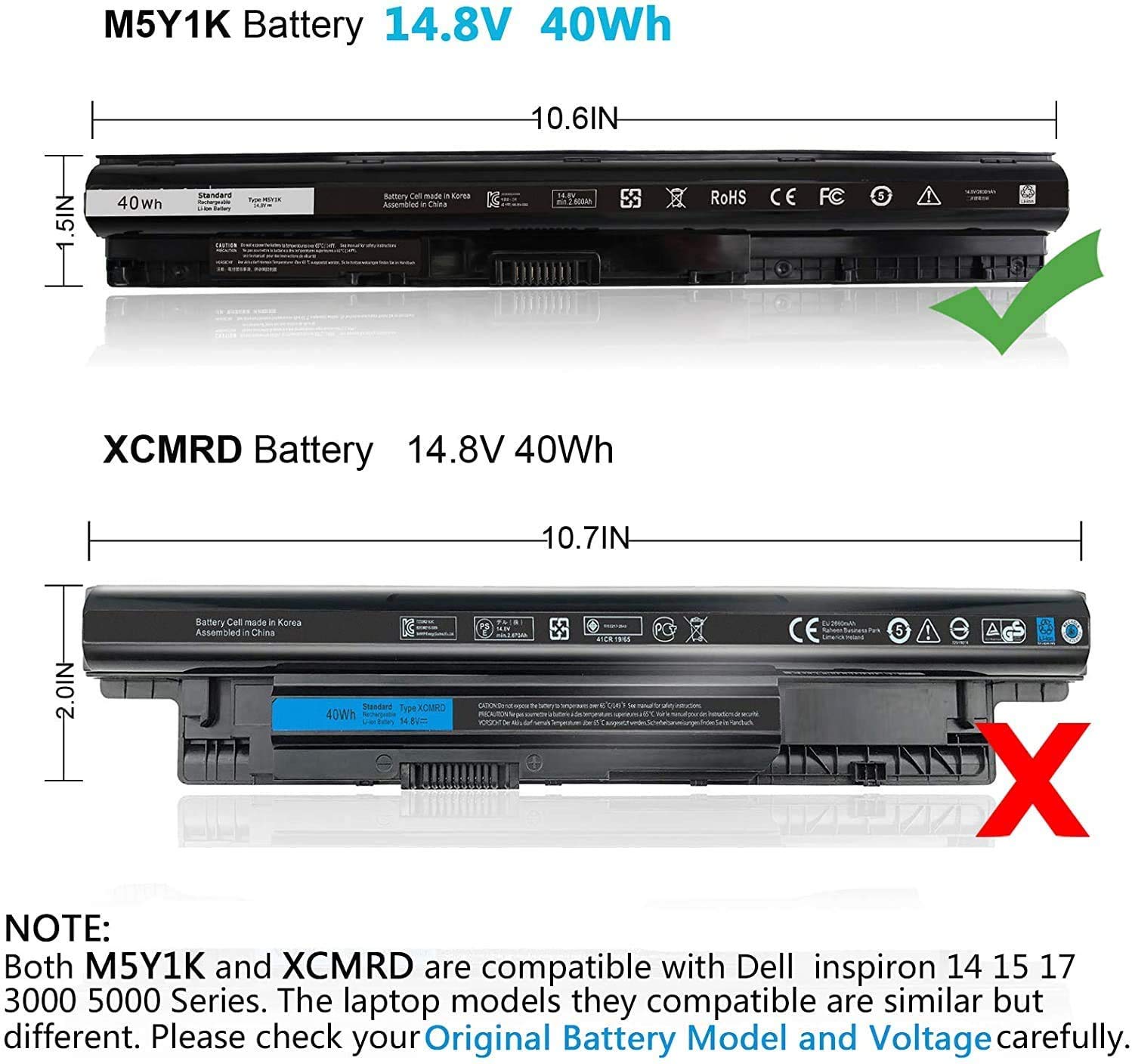 Foto 3 pulgar | Batería Dmkaollk M5y1k De 40 Wh, 14,8 V, Para Dell Inspiron 14-17 - Venta Internacional.