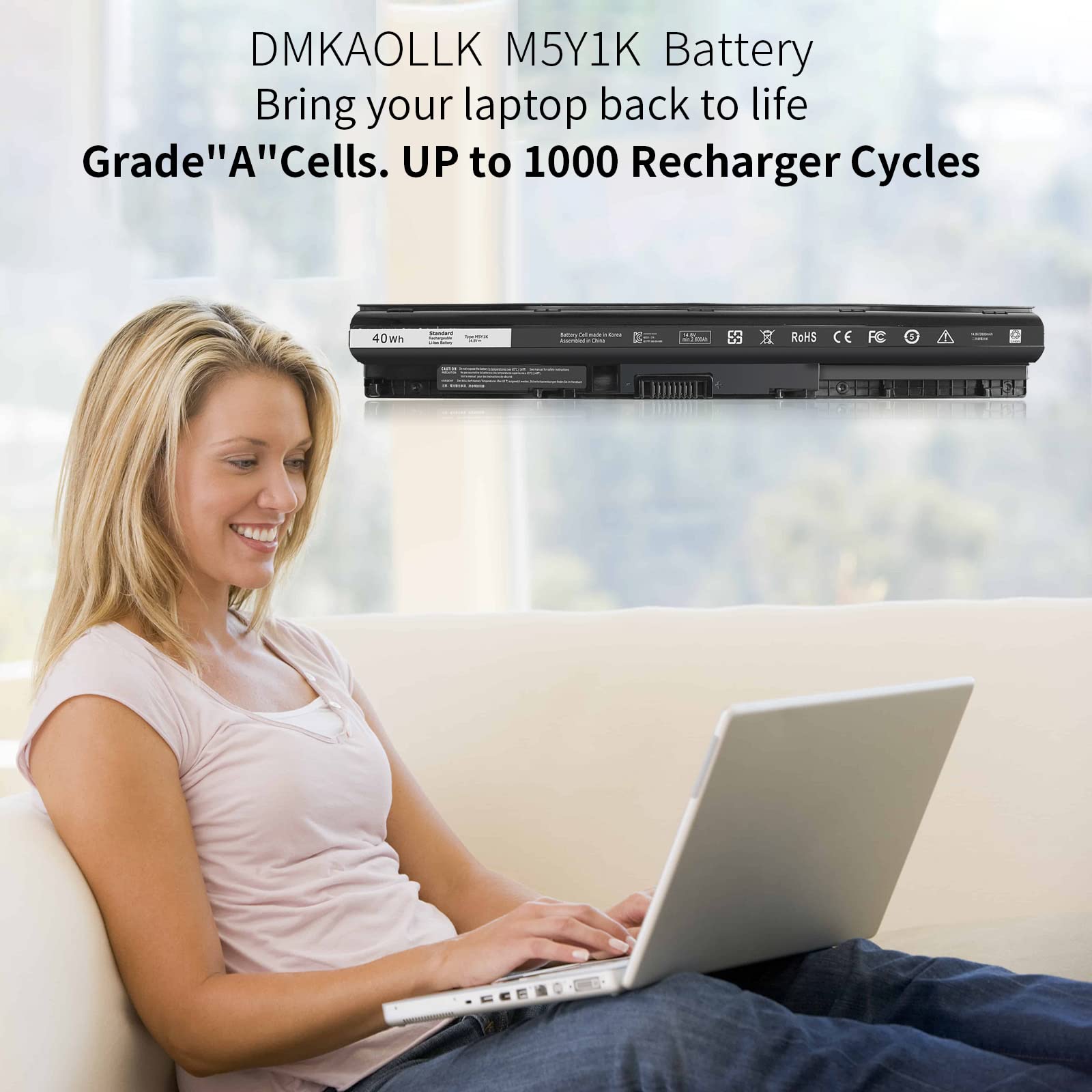 Foto 4 pulgar | Batería Dmkaollk M5y1k De 40 Wh, 14,8 V, Para Dell Inspiron 14-17 - Venta Internacional.