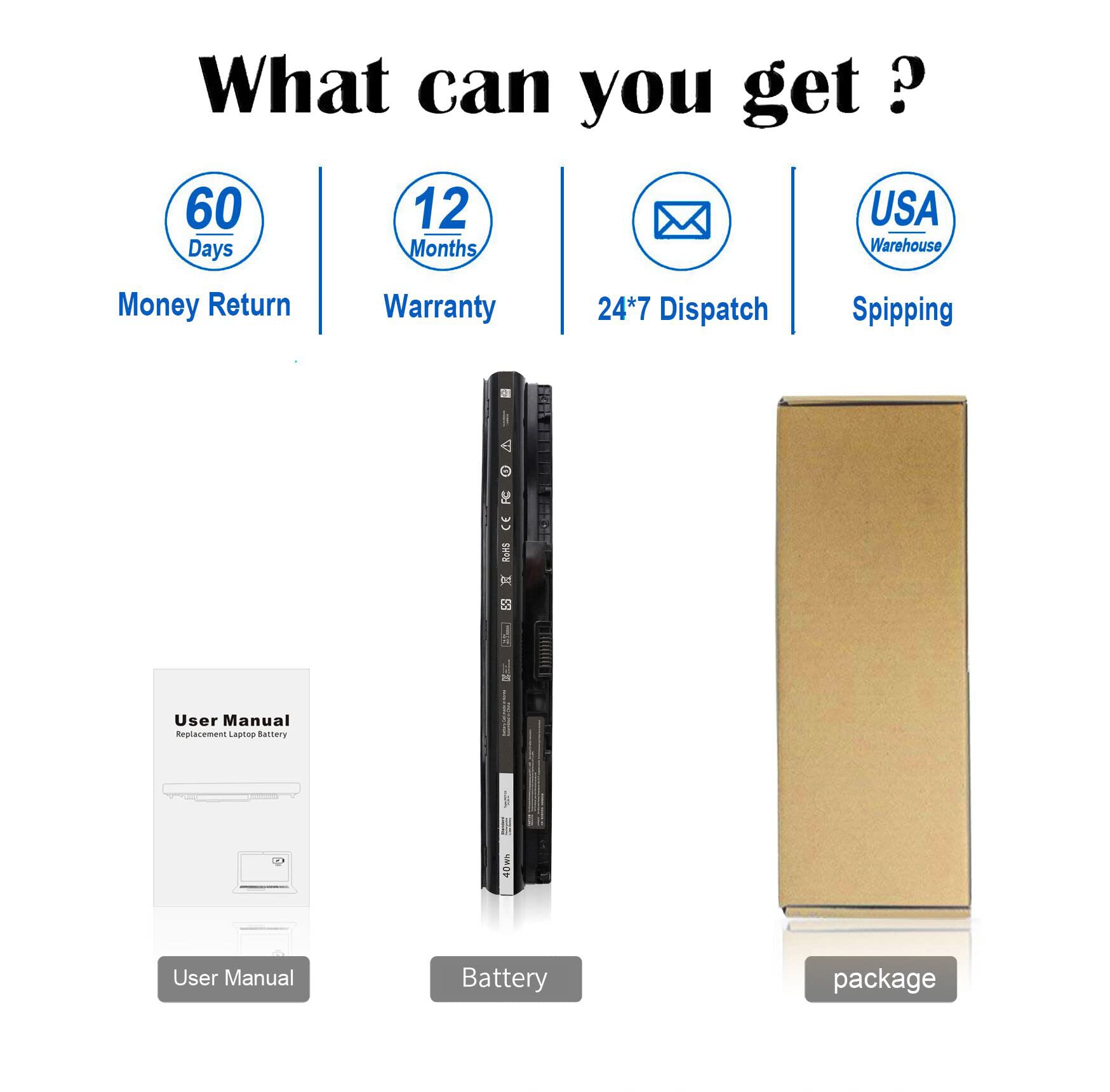 Foto 6 | Batería Dmkaollk M5y1k De 40 Wh, 14,8 V, Para Dell Inspiron 14-17 - Venta Internacional.