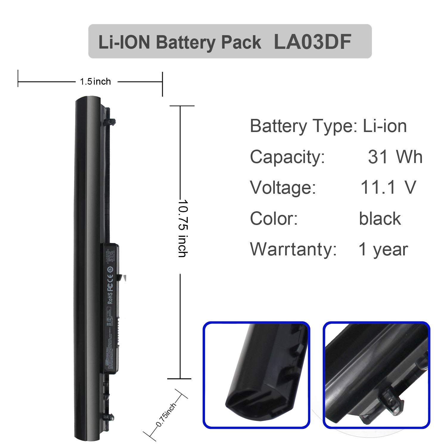 Foto 2 | Batería Para Portátil Gomarty La03 La03df 776622-001 Para Hp 14y 15f - Venta Internacional.