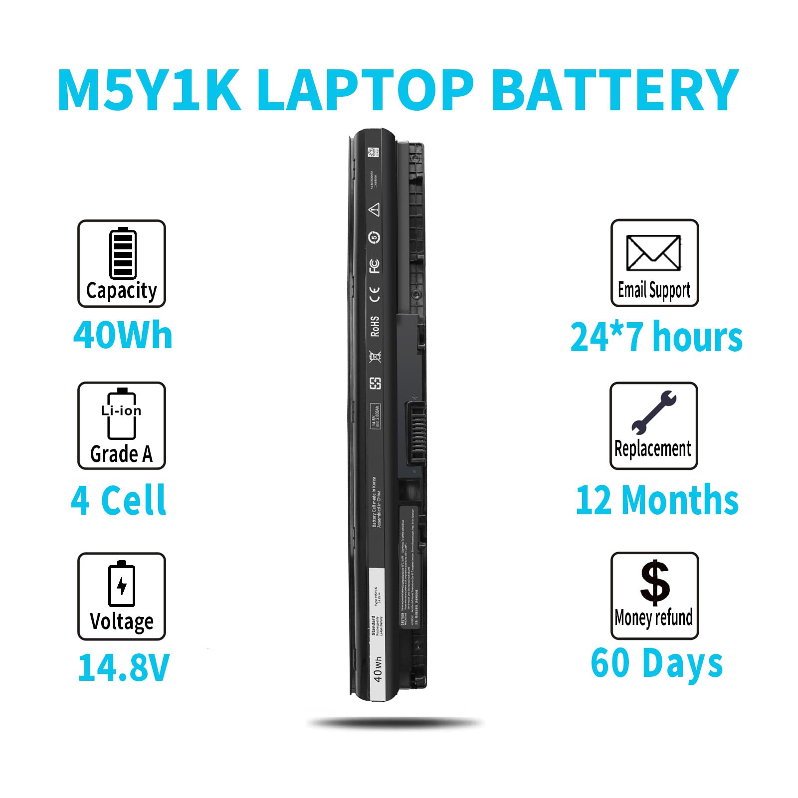 Foto 5 | Batería Emanjor M5y1k De 40 Wh  14 8 V Para Dell Inspiron 15 5000 - Venta Internacional.