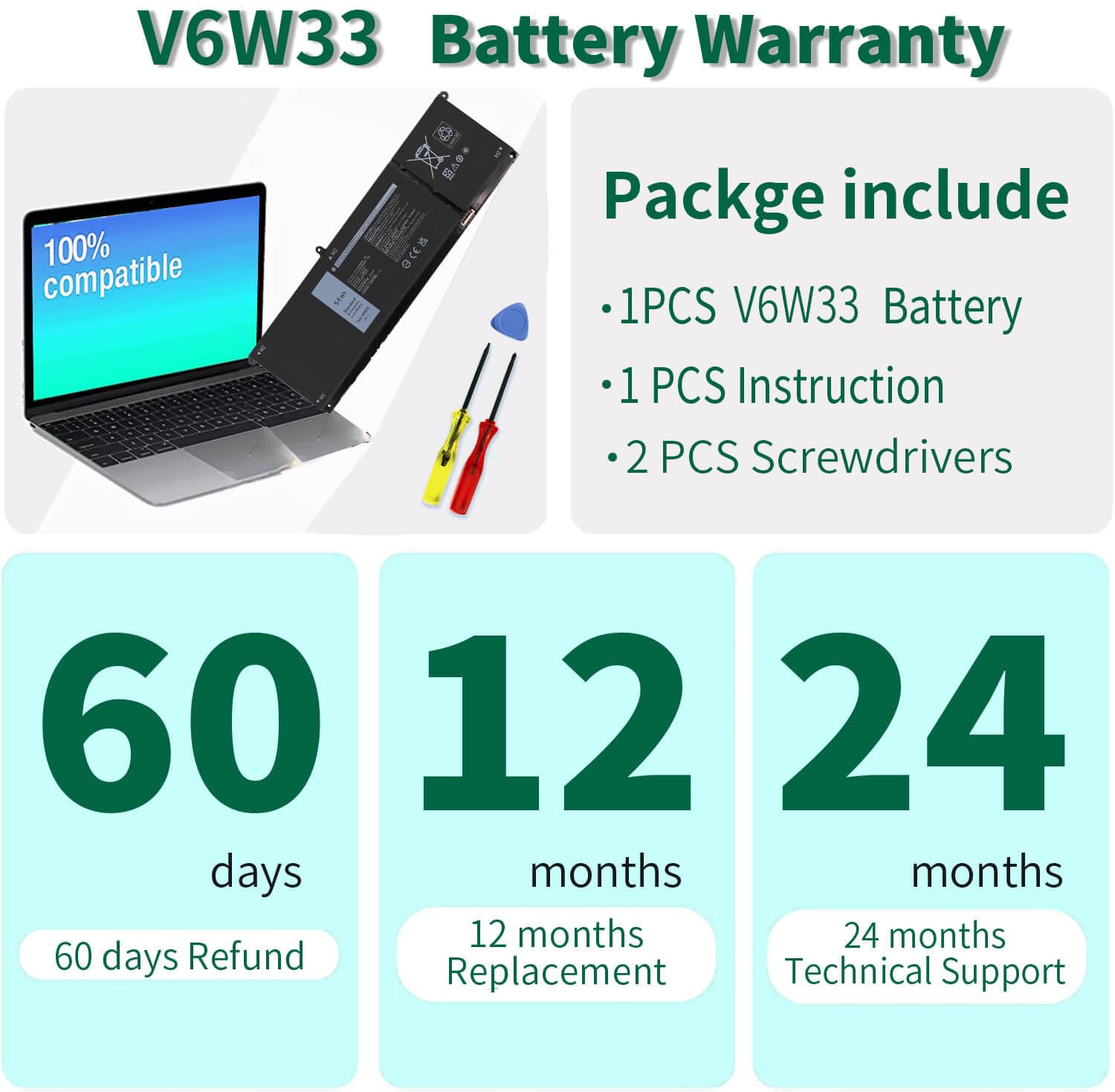 Foto 6 | Reemplazo De Batería Dmkaollk V6w33 Para Dell Inspiron 15 - Venta Internacional.