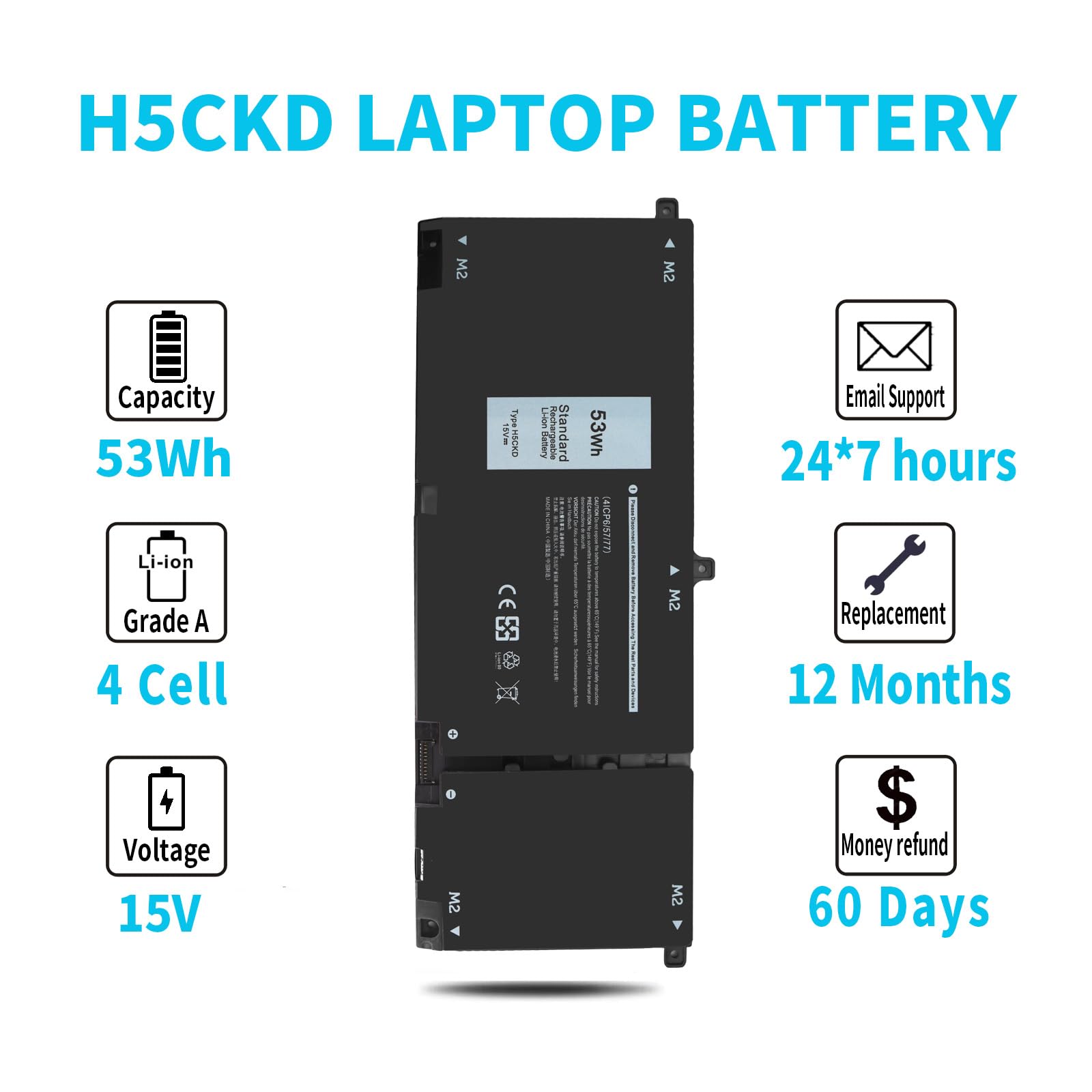 Foto 6 pulgar | Batería Emanjor H5ckd De 53 Wh Y 15 V Para Dell Inspiron 7506 7405 - Venta Internacional.