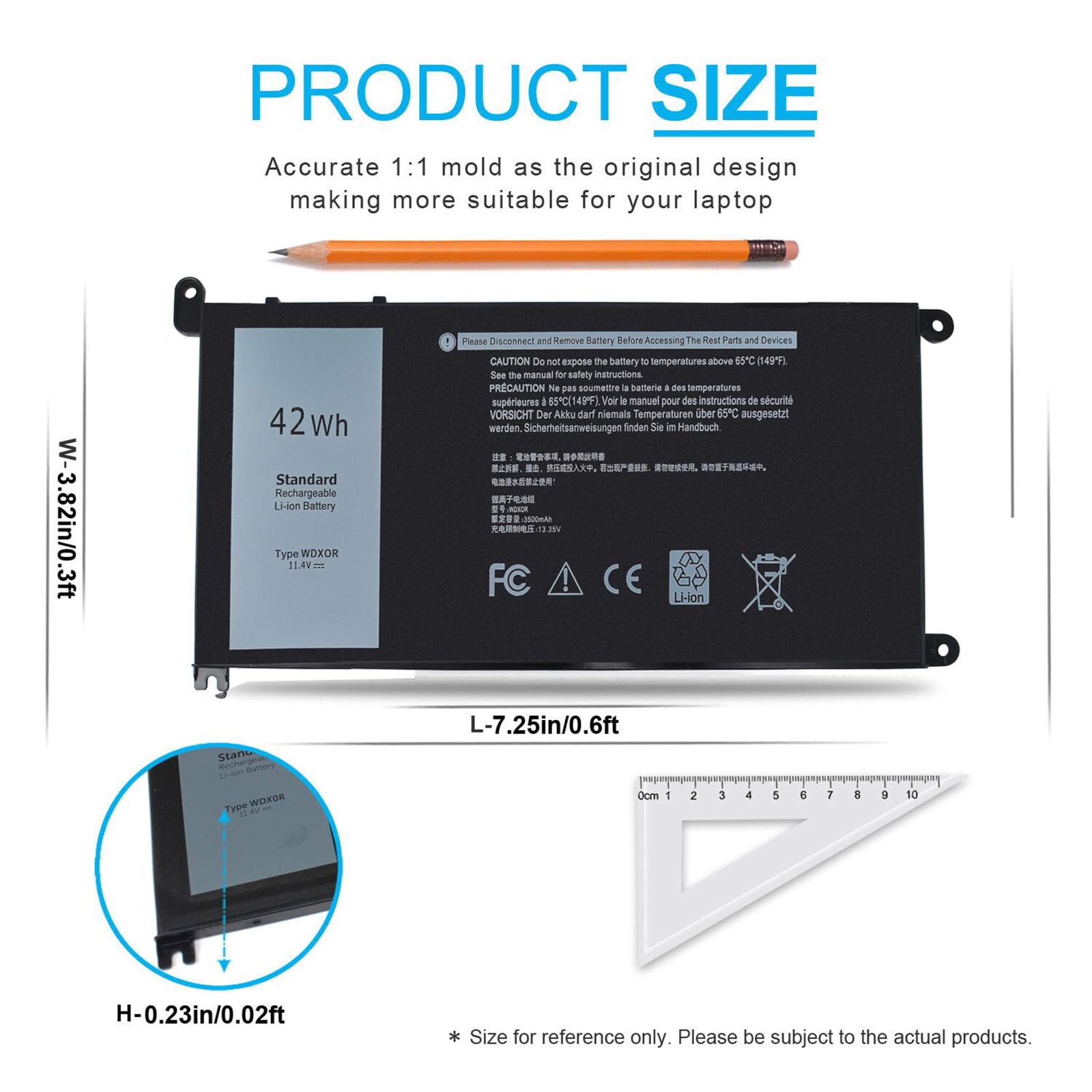 Foto 3 | Batería Emanjor Wdx0r Wdxor 42 Wh 11 4 V Para Dell Inspiron - Venta Internacional.