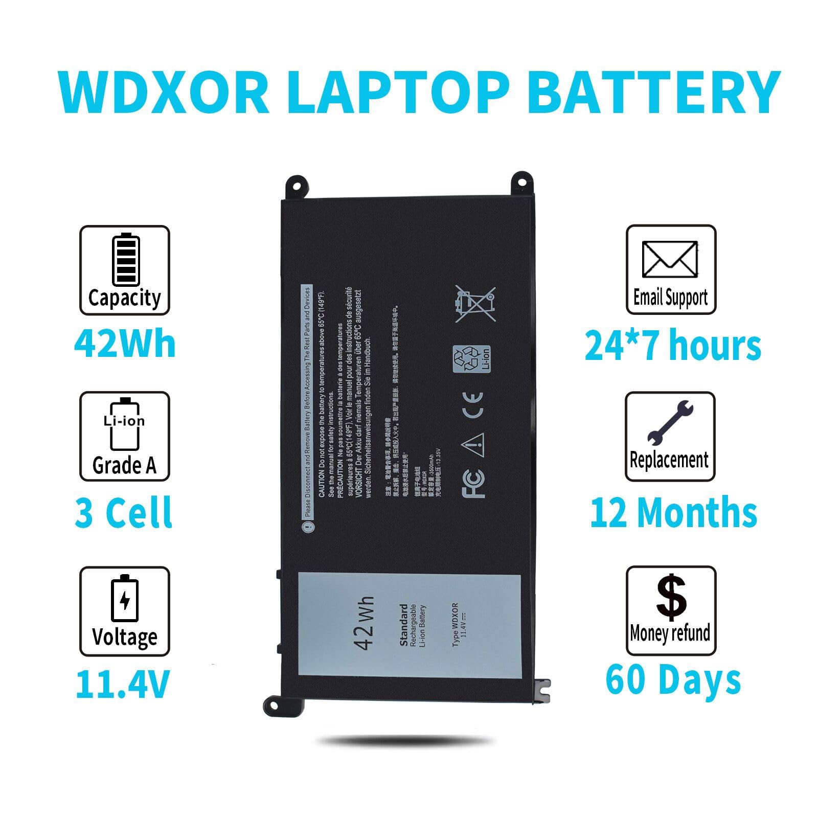 Foto 5 | Batería Emanjor Wdx0r Wdxor 42 Wh 11 4 V Para Dell Inspiron - Venta Internacional.